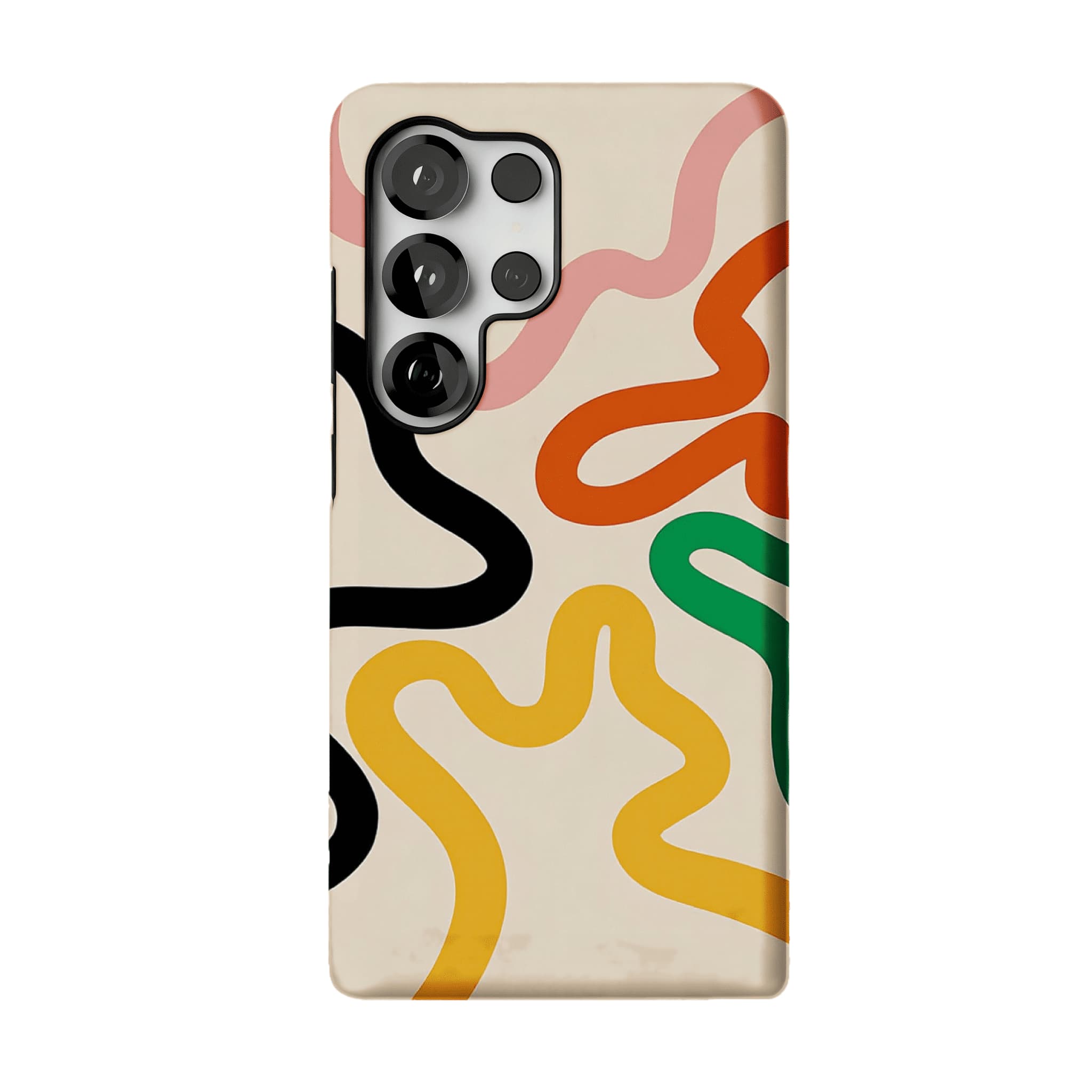 Cream Base Retro Bold Wavy Line Shockproof Anti-slip iPhone Case