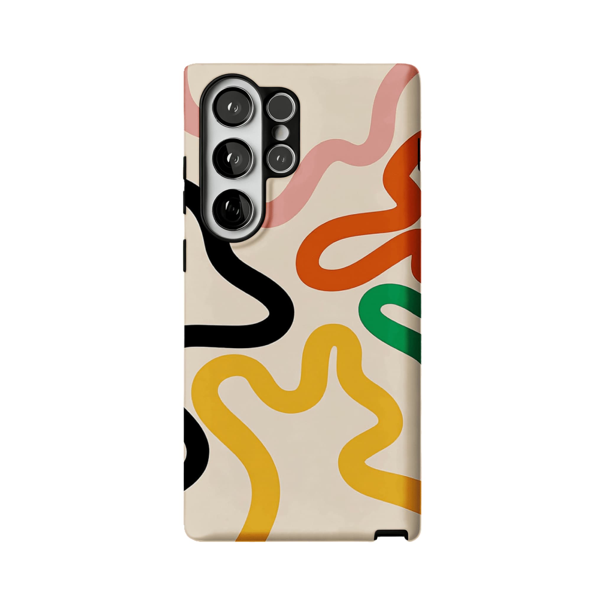Cream Base Retro Bold Wavy Line Shockproof Anti-slip iPhone Case