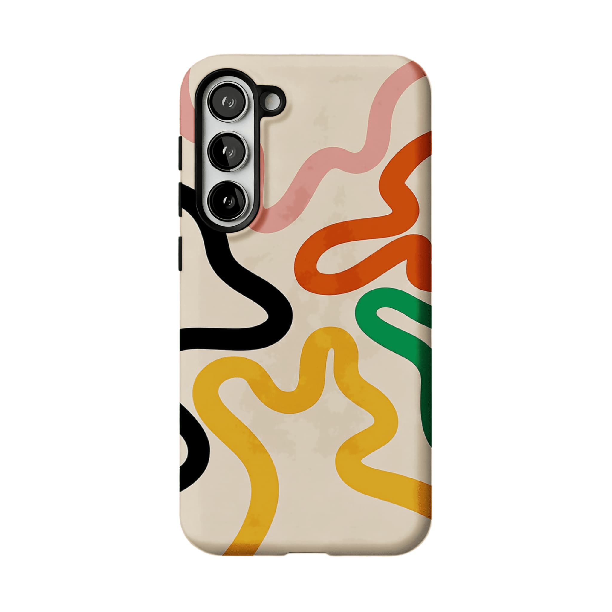 Cream Base Retro Bold Wavy Line Shockproof Anti-slip iPhone Case