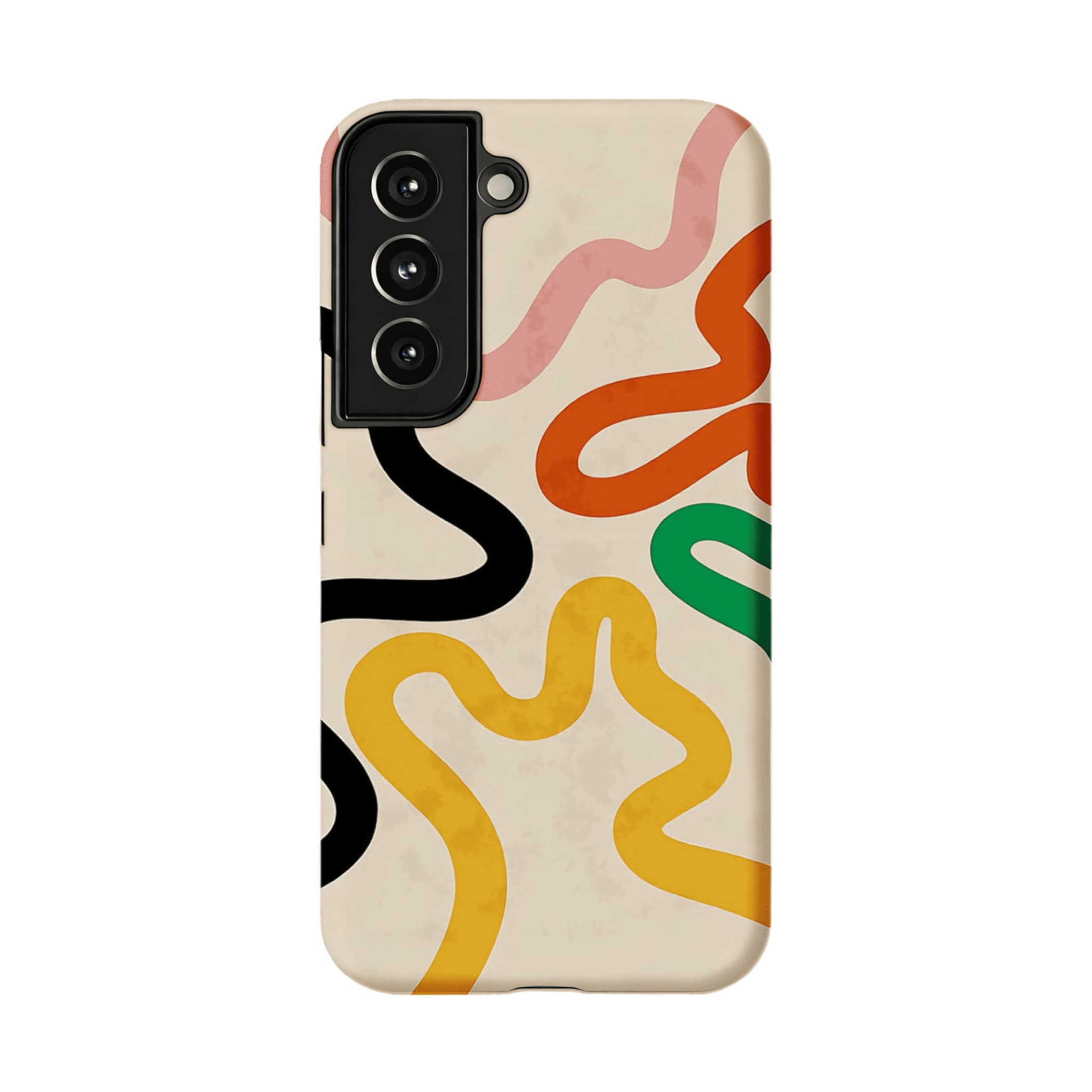 Cream Base Retro Bold Wavy Line Shockproof Anti-slip iPhone Case