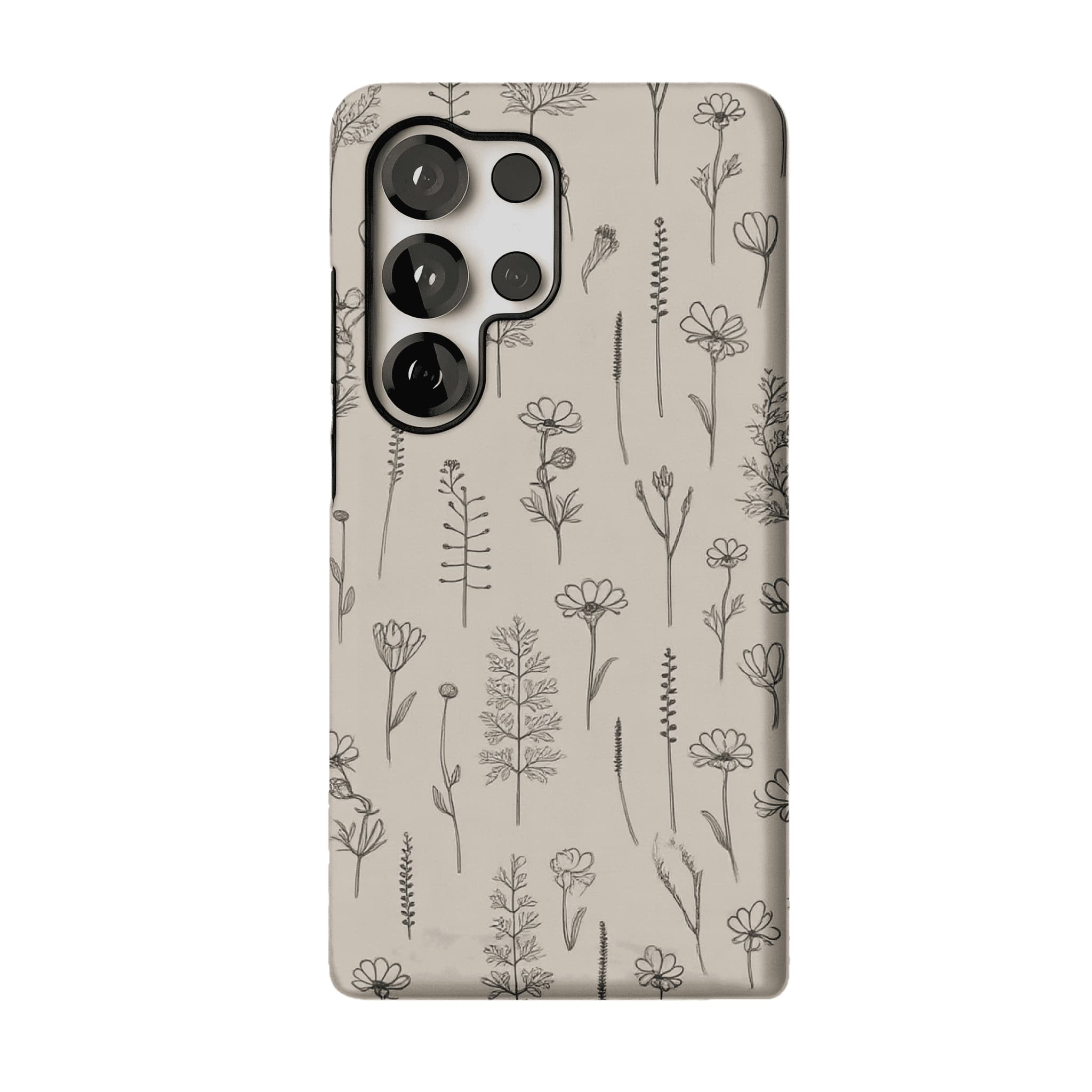 Fine Ink Line Wild Floral Minimal Shockproof Anti-slip iPhone Case