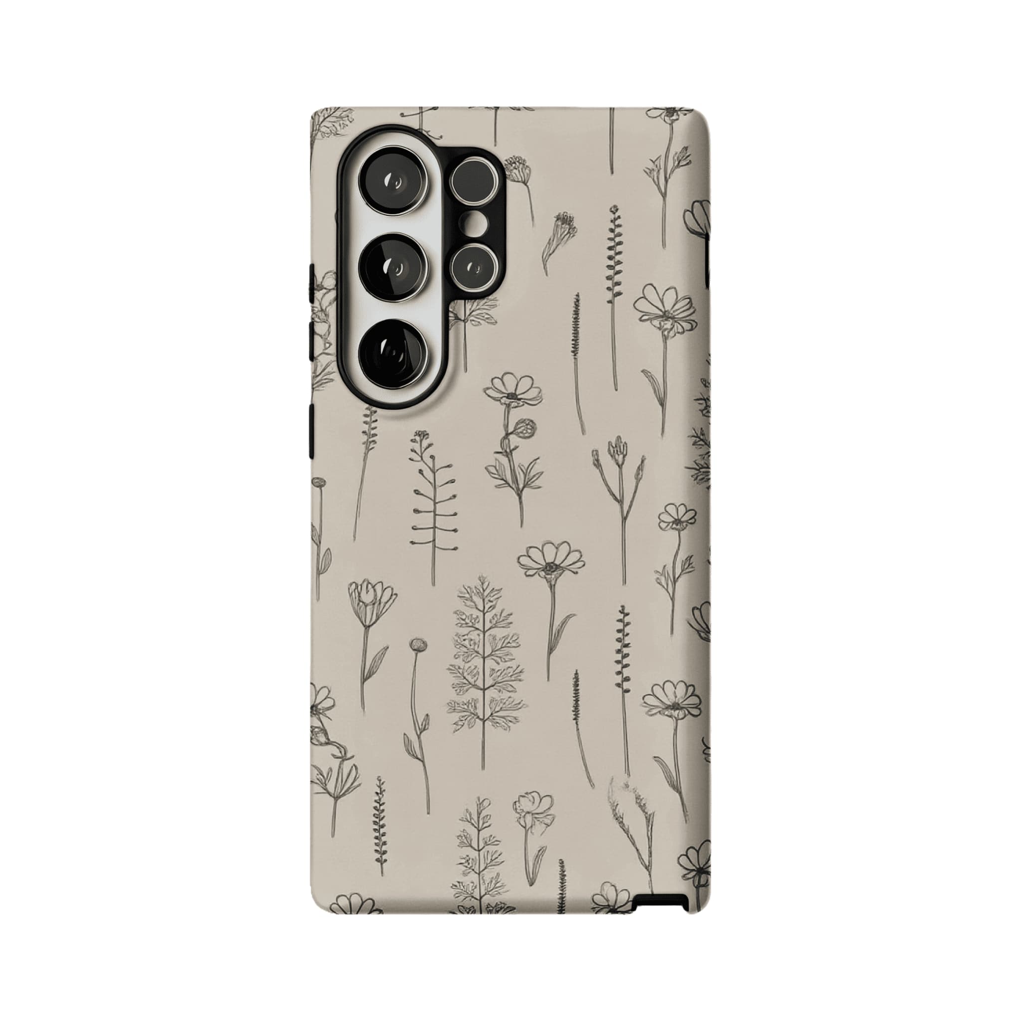 Fine Ink Line Wild Floral Minimal Shockproof Anti-slip iPhone Case