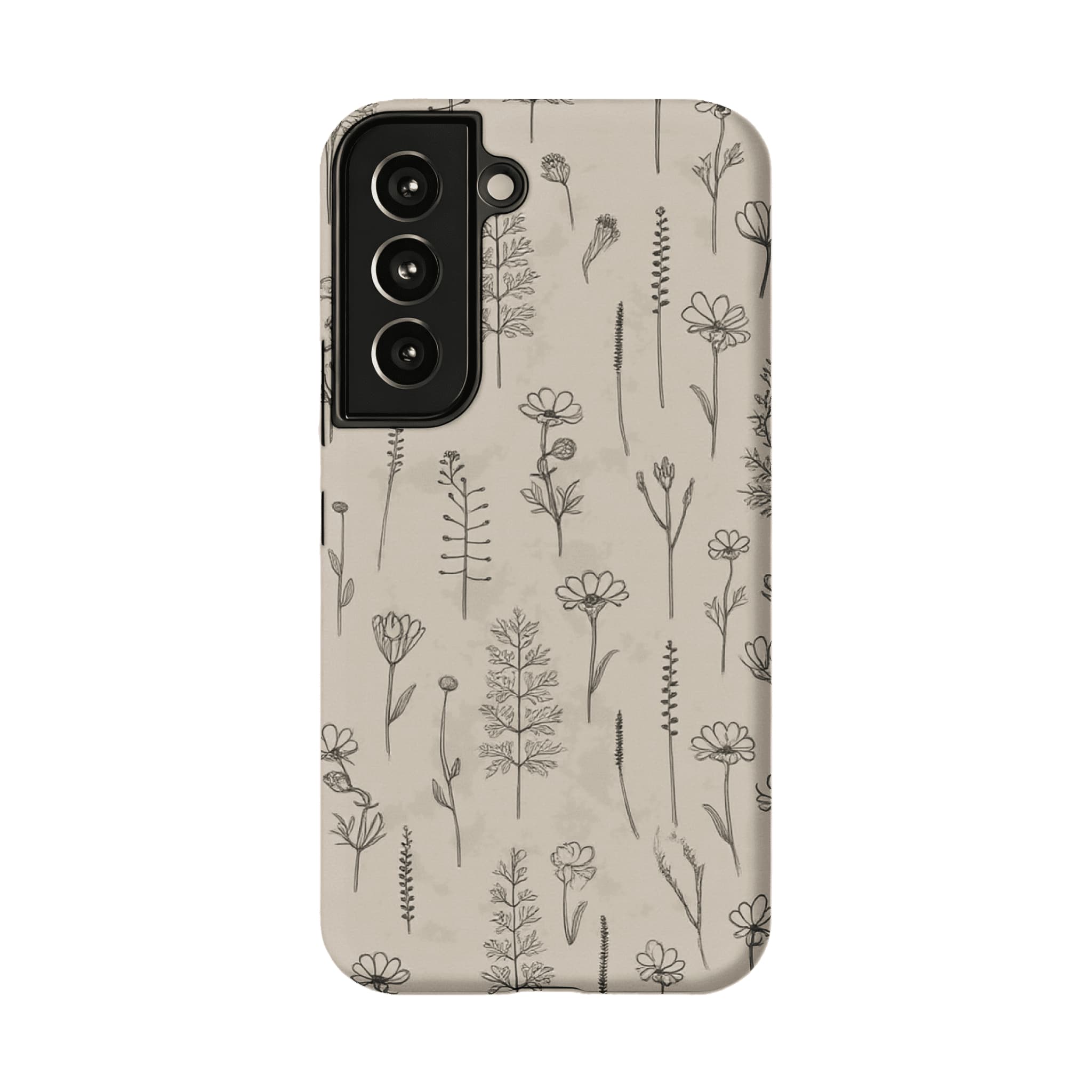 Fine Ink Line Wild Floral Minimal Shockproof Anti-slip iPhone Case