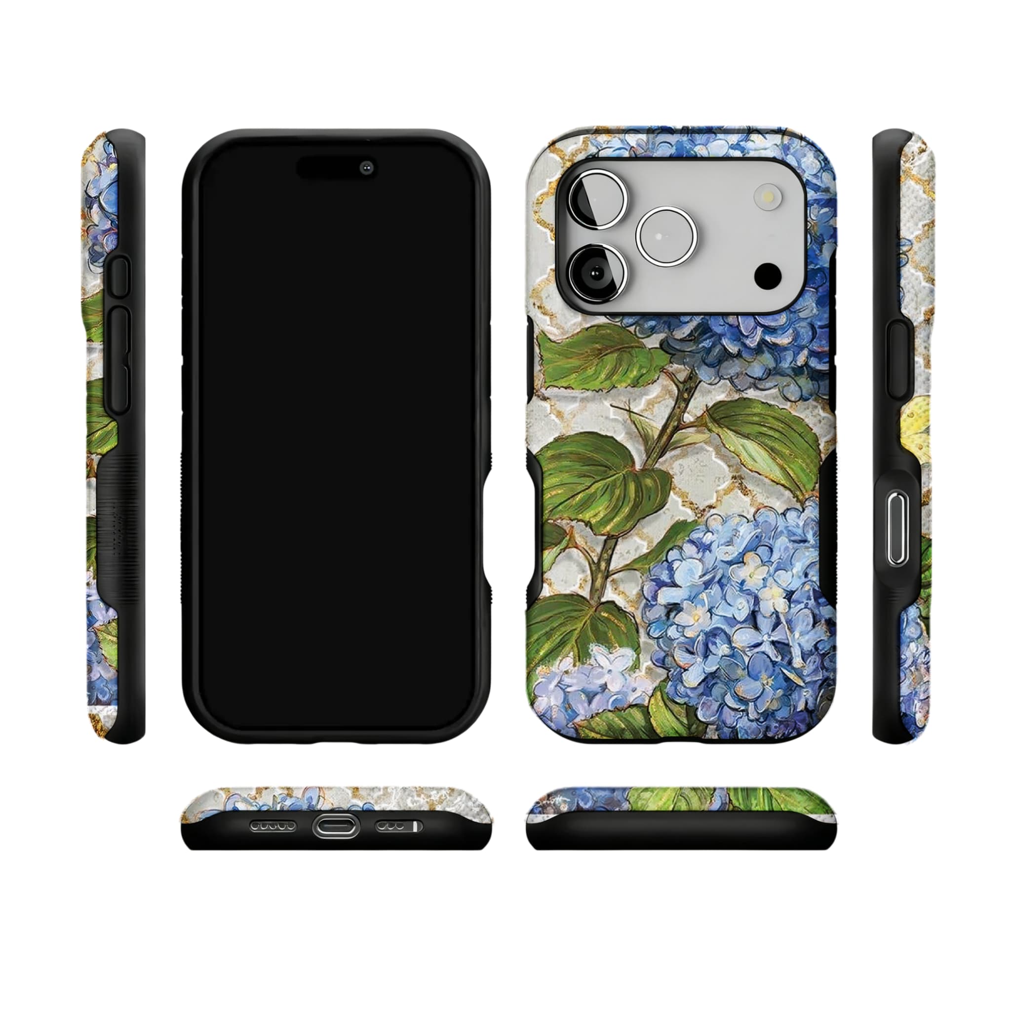 French Hydrangea Phone Case, Vintage Floral Cover for iPhone