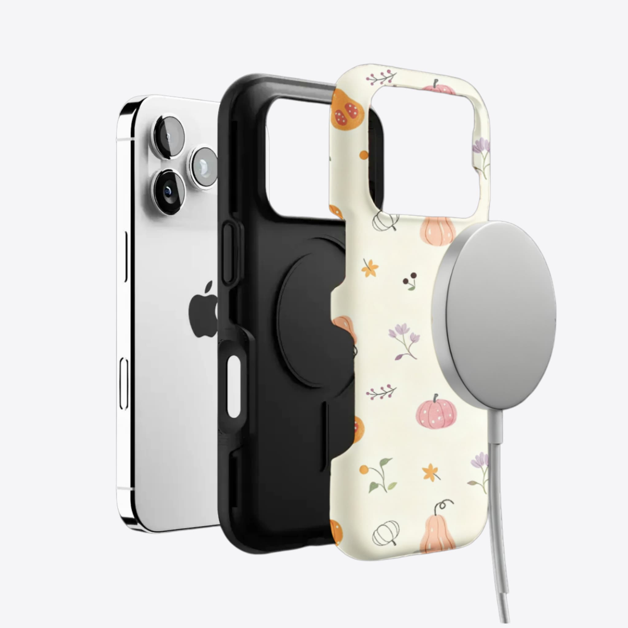 Cute Pink Orange Pumpkin Leaf Anti-Scratch Shockproof iPhone Case