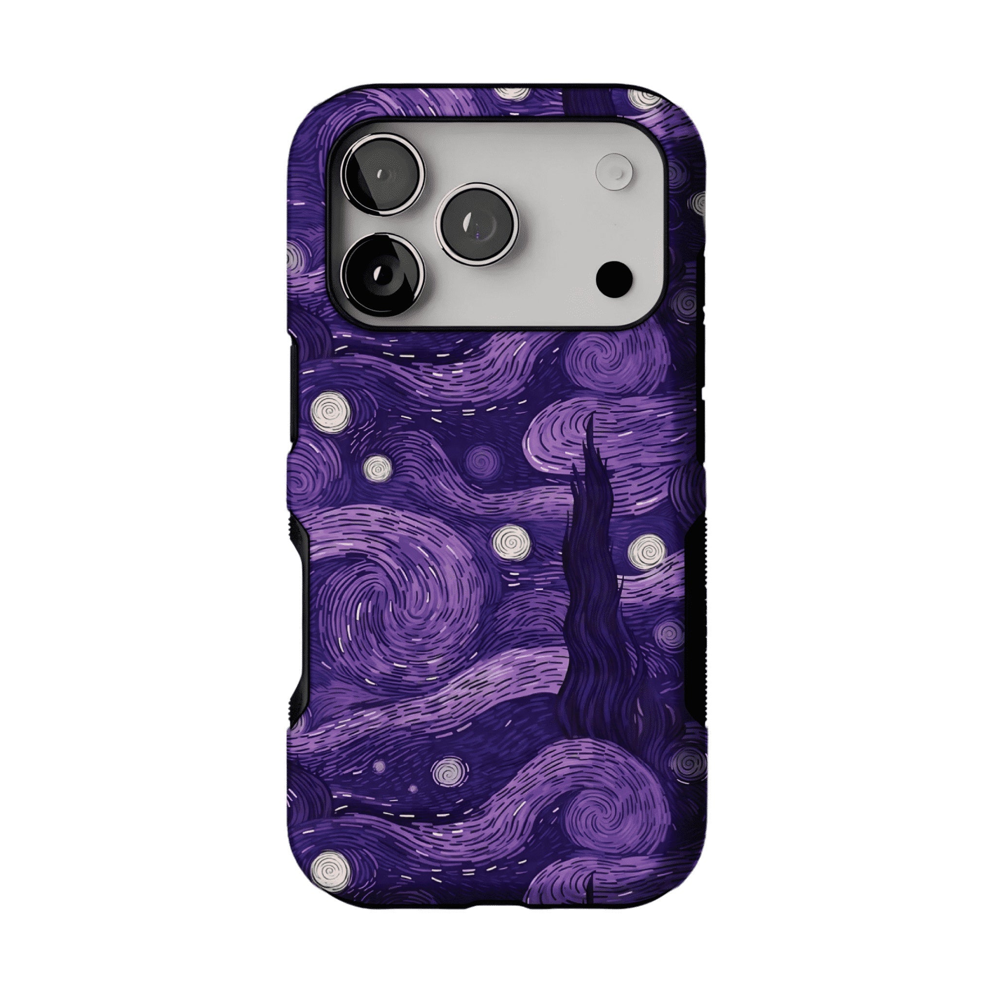 Vintage Purple Van Gogh Starry Night Phone Case, Shockproof Anti-slip iPhone Cover