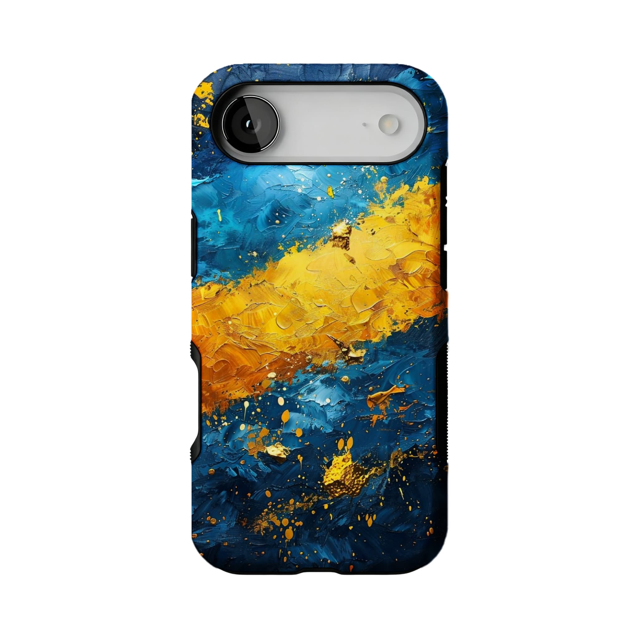 Blue Gold Impasto Oil Painting Phone Case, Abstract Cover for iPhone