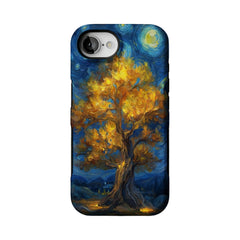Van Gogh Swirl Starry Sky Golden Autumn Tree Oil Painting Shockproof iPhone Case