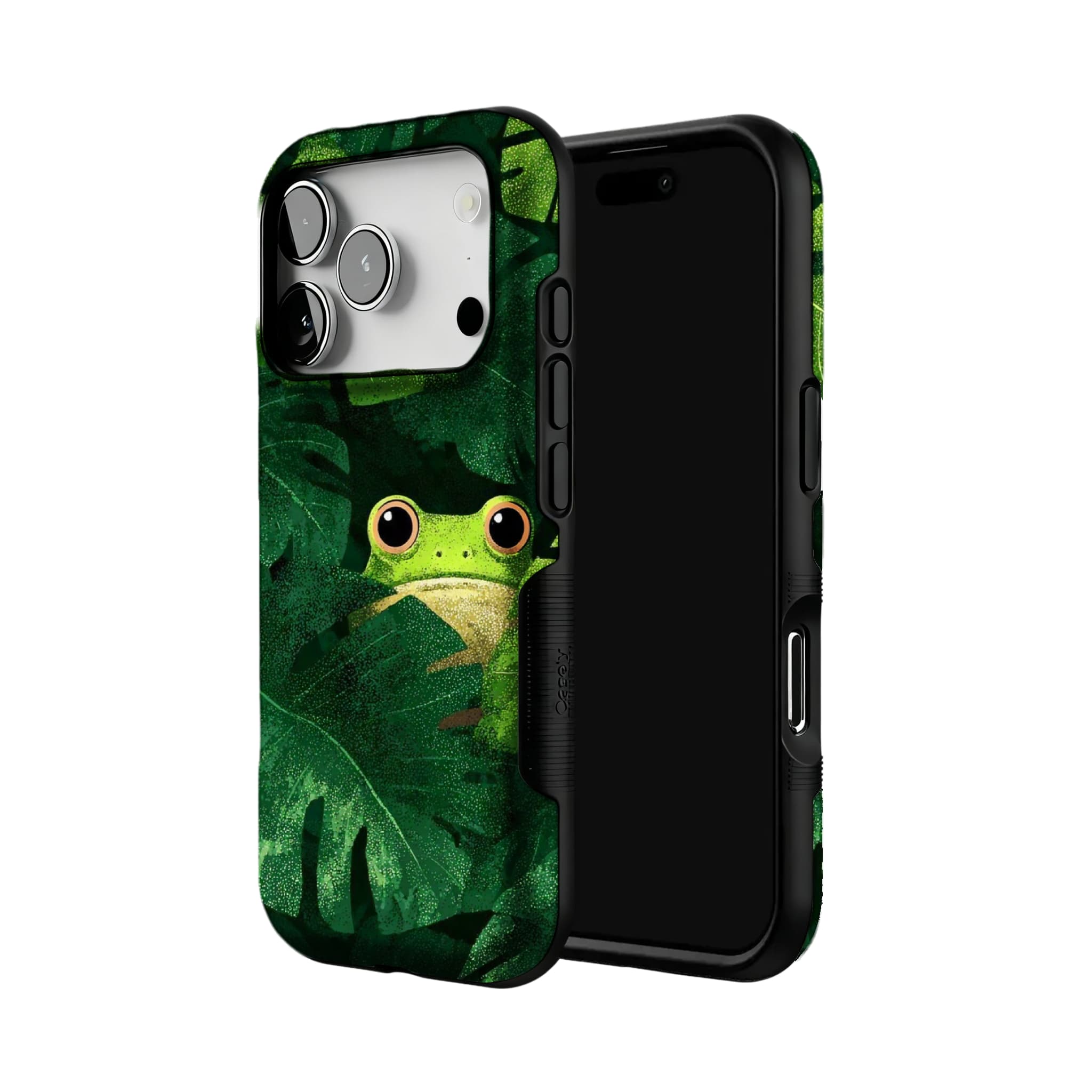 Cute Frog Monstera Tropical Phone Case | Aesthetic Jungle Shockproof Cover