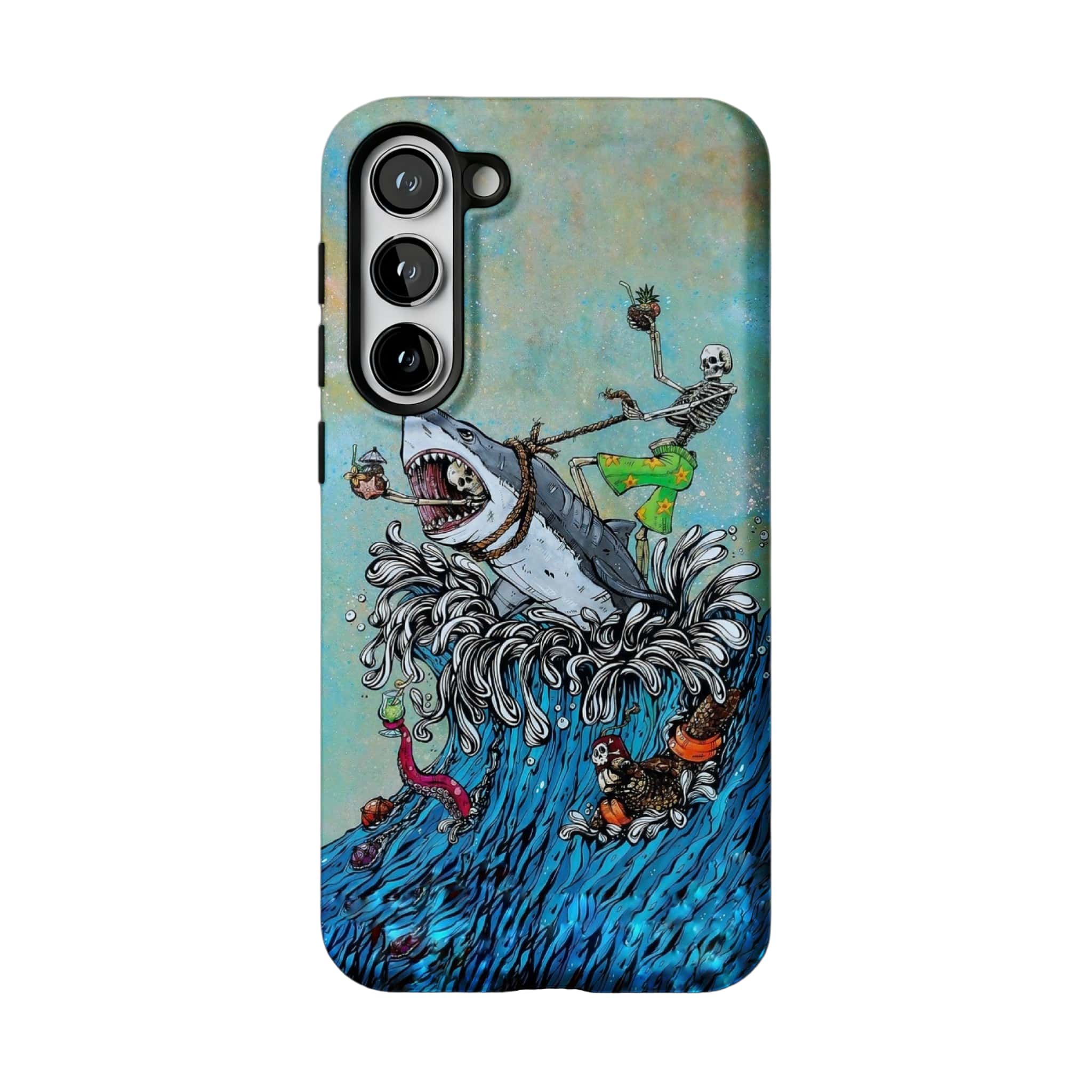 Skeleton Shark Tattoo Art Phone Case, Surf Punk Cover for iPhone