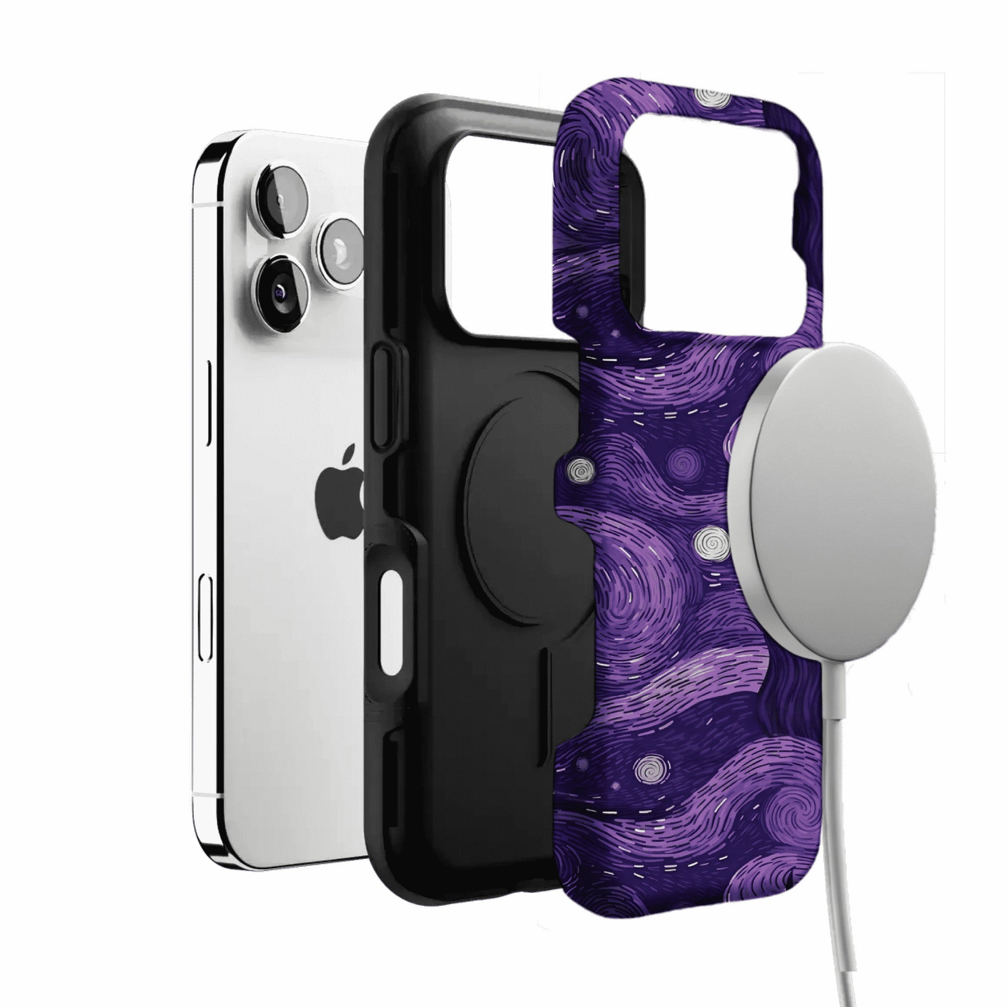 Vintage Purple Van Gogh Starry Night Phone Case, Shockproof Anti-slip iPhone Cover
