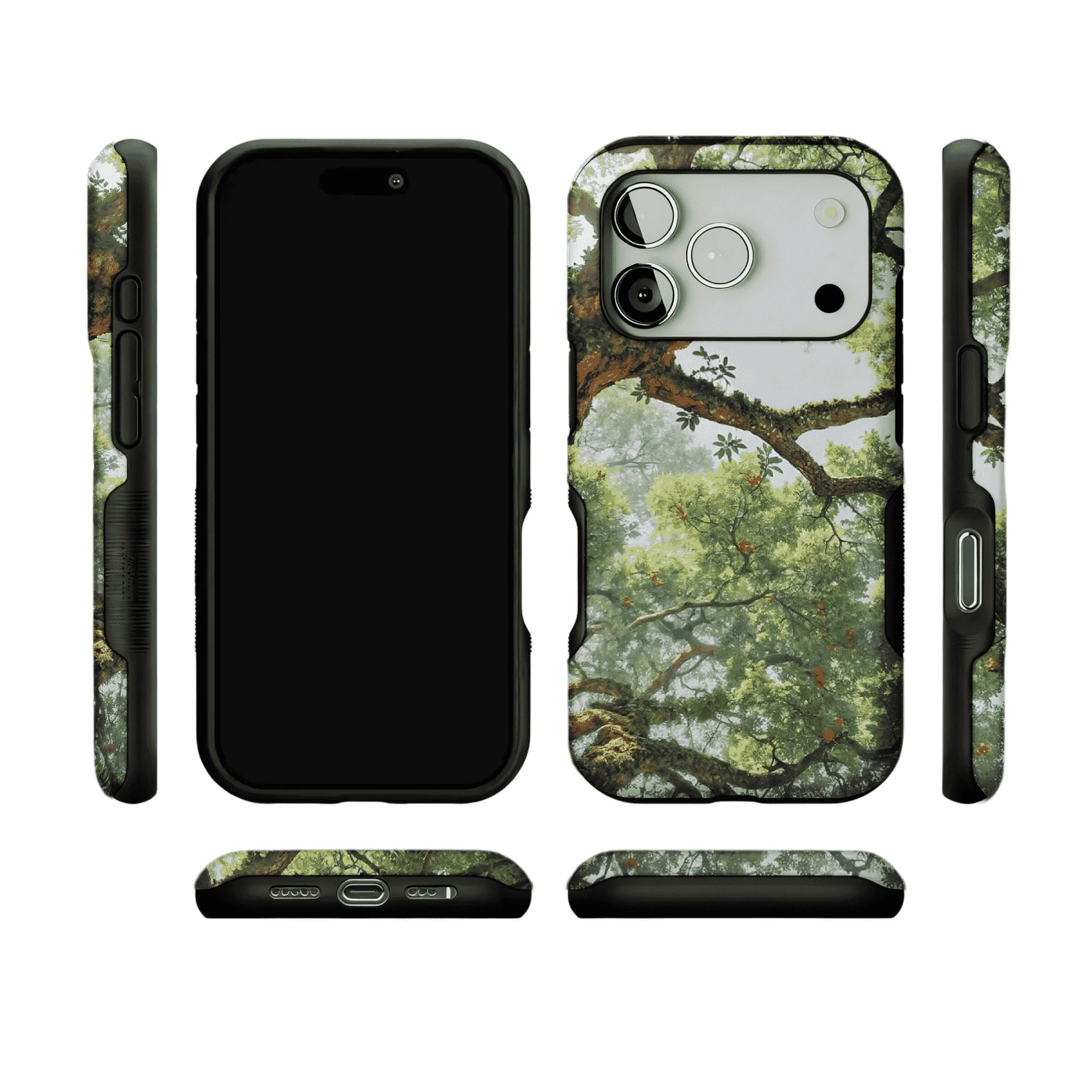 Fresh Green Ancient Tree Forest Phone Case, Anti-slip Shockproof iPhone Cover