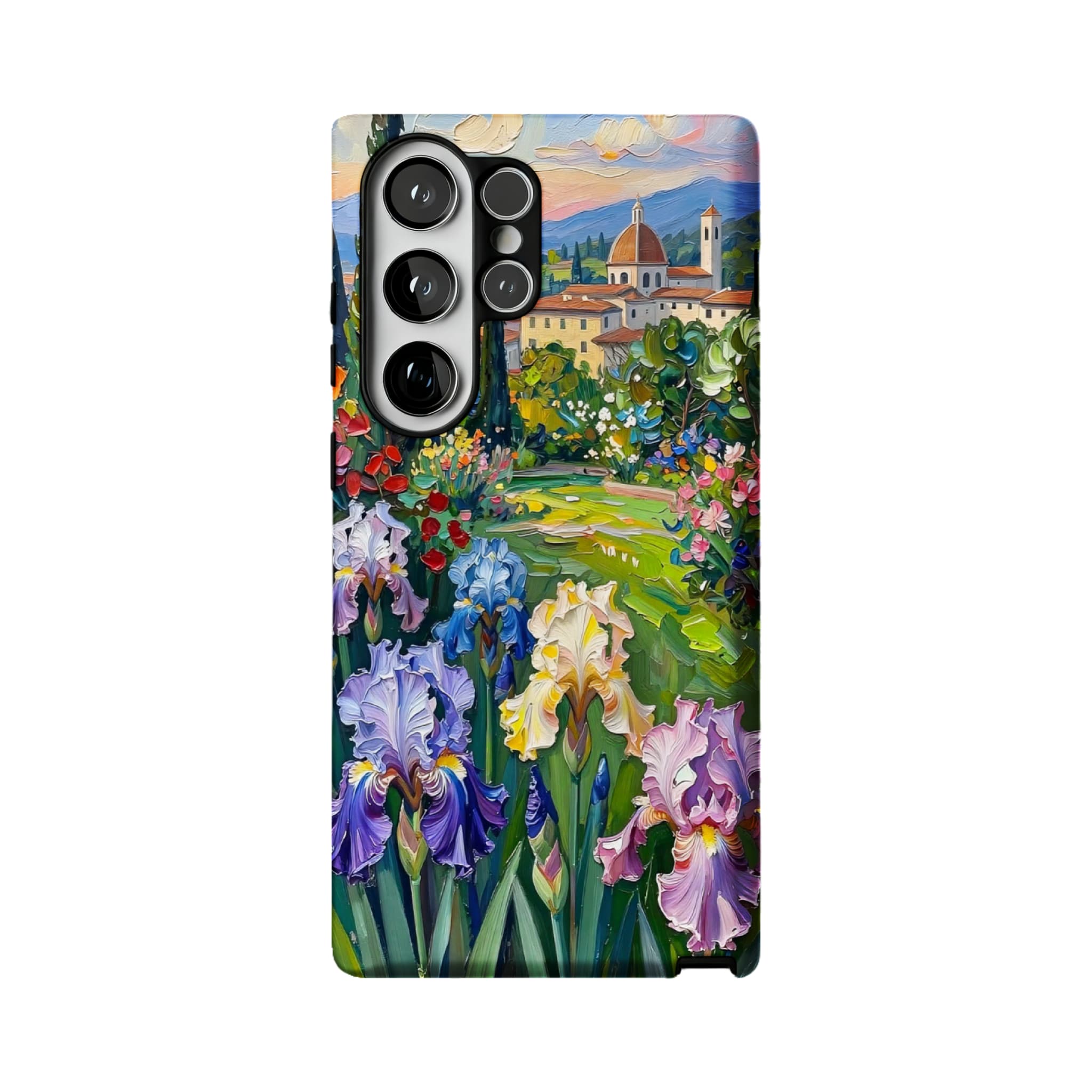 Iris Flower Garden Impasto Oil Painting Phone Case | Artistic Floral Shockproof Cover