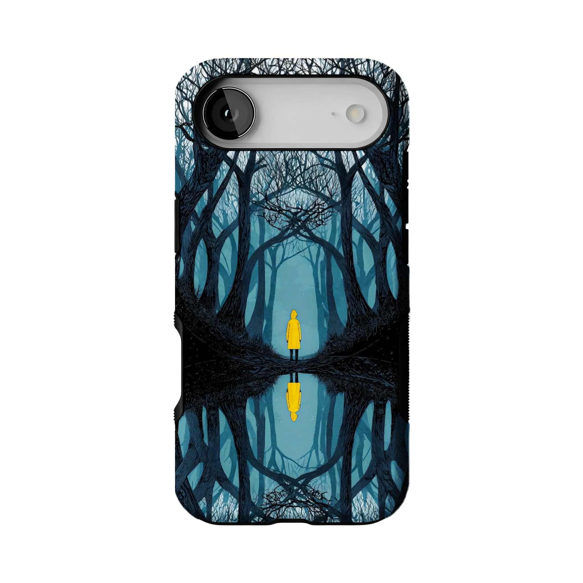 Dark Fairy Tale Forest Phone Case | Symmetric Yellow Raincoat Kid Shockproof Cover