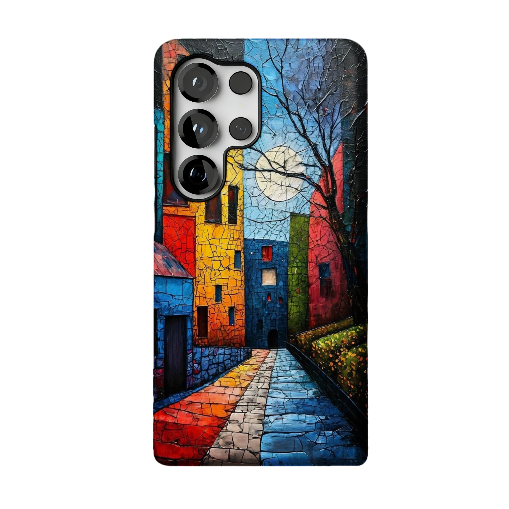 Crackle Oil Painting Town Phone Case, Art Shockproof Cover for iPhone