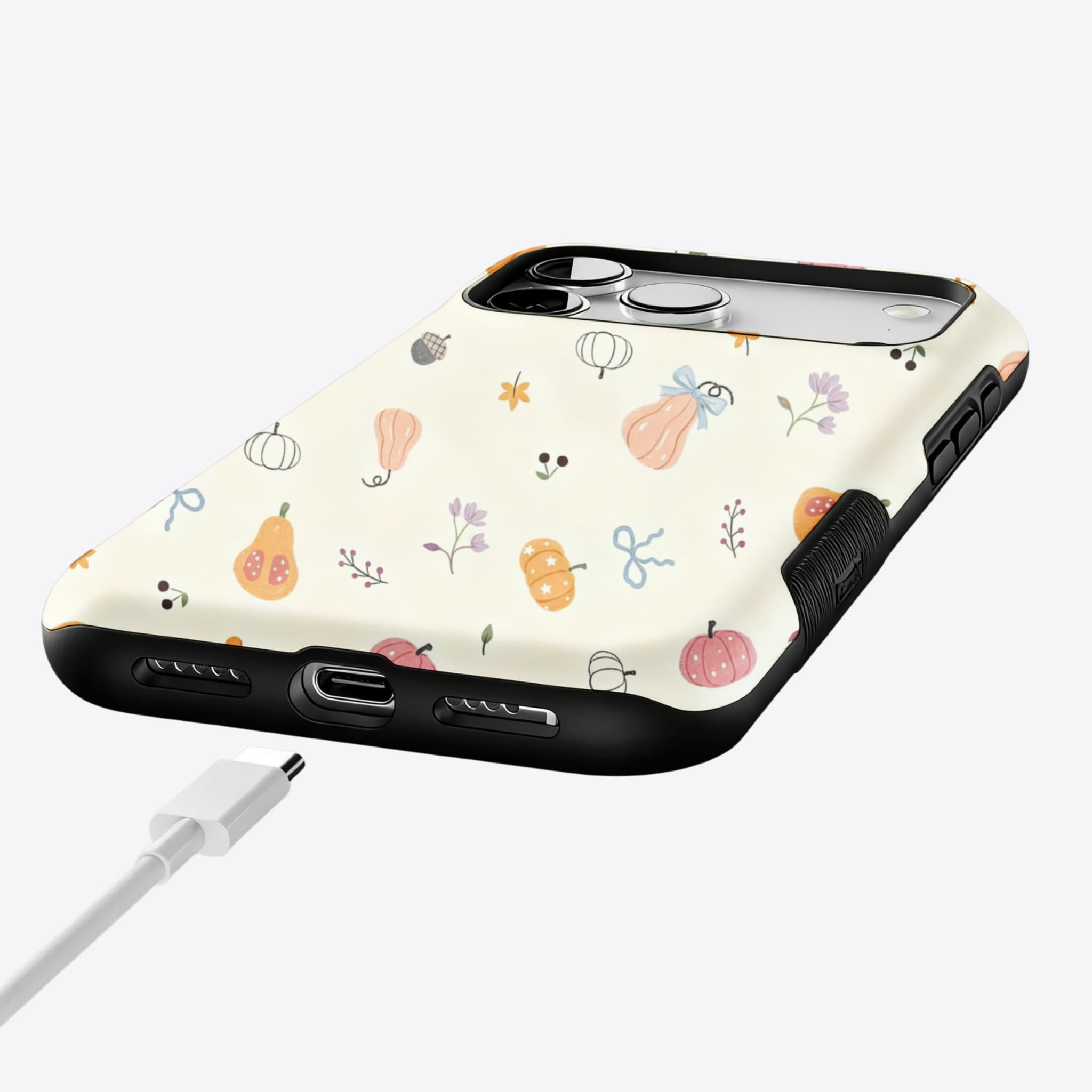 Cute Pink Orange Pumpkin Leaf Anti-Scratch Shockproof iPhone Case
