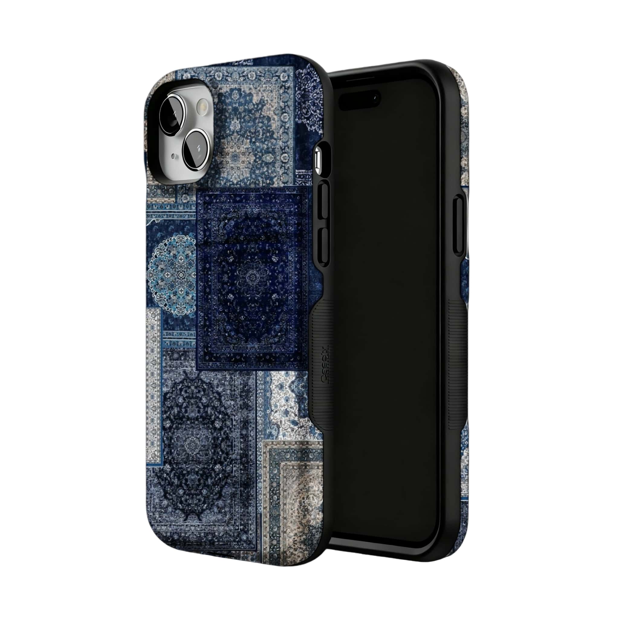 Blue Persian Rug Patchwork Phone Case, Vintage Cover for iPhone