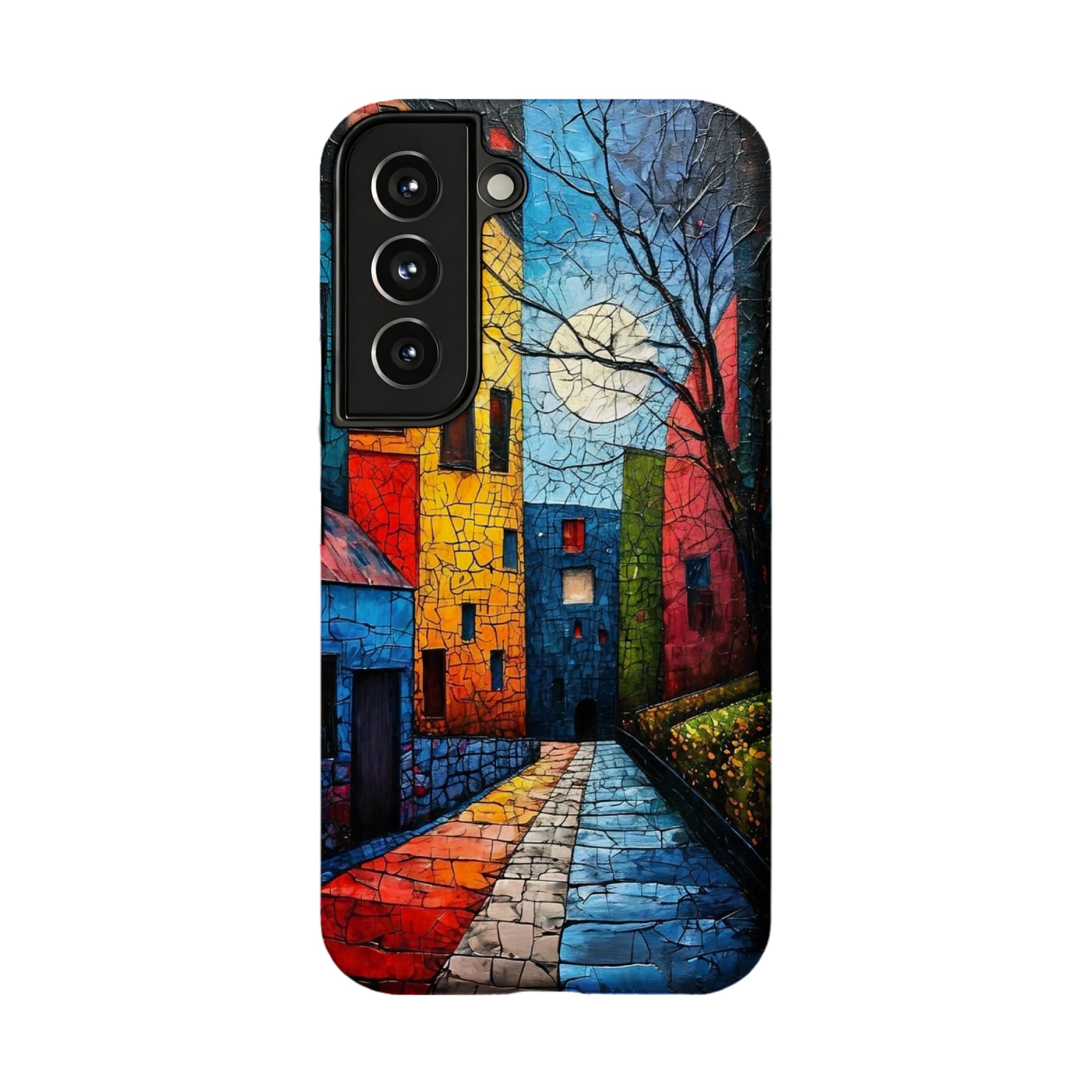 Crackle Oil Painting Town Phone Case, Art Shockproof Cover for iPhone
