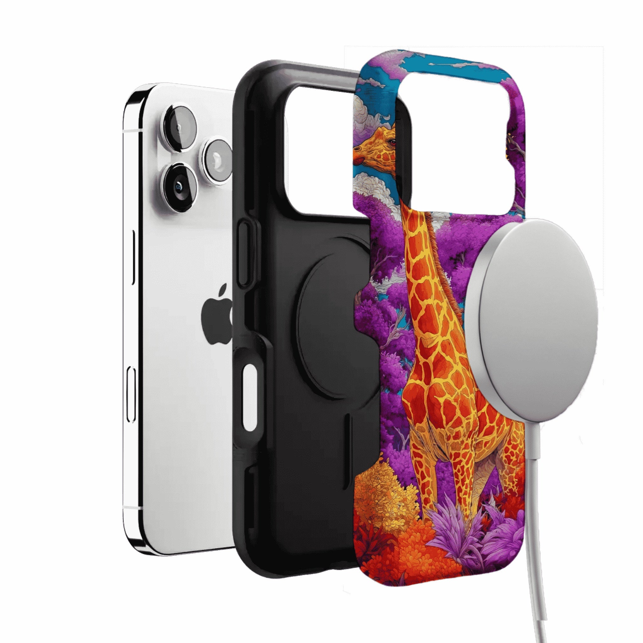 Bright Colorful Giraffe Jungle Phone Case, Anti-slip Shockproof Trendy iPhone Cover