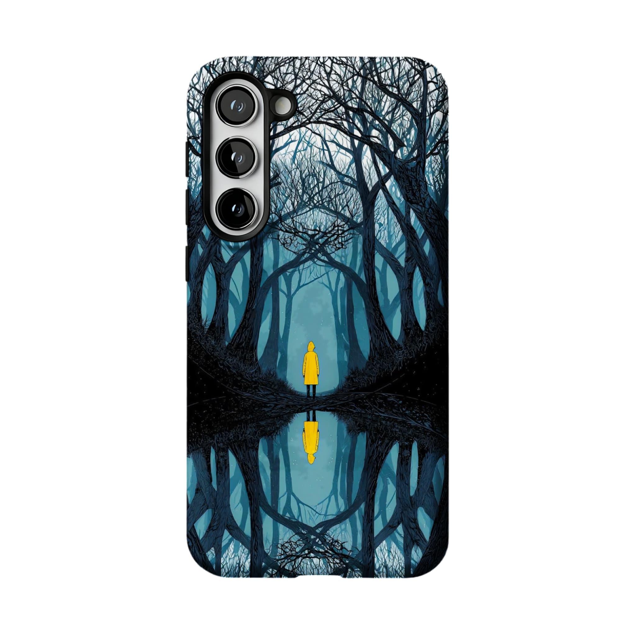 Dark Fairy Tale Forest Phone Case | Symmetric Yellow Raincoat Kid Shockproof Cover