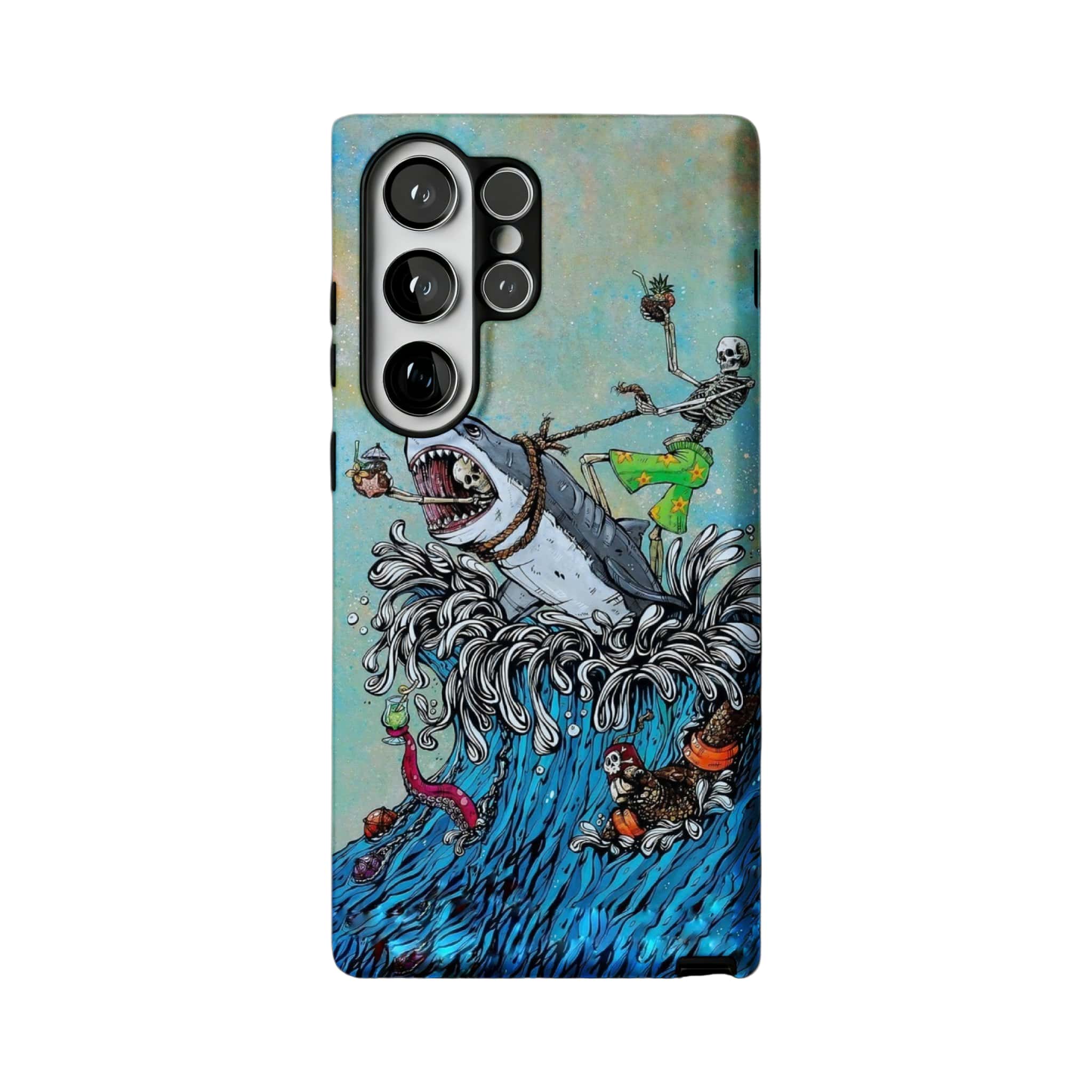 Skeleton Shark Tattoo Art Phone Case, Surf Punk Cover for iPhone