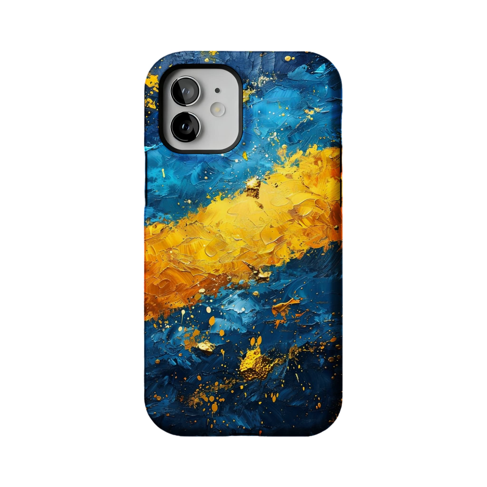 Blue Gold Impasto Oil Painting Phone Case, Abstract Cover for iPhone