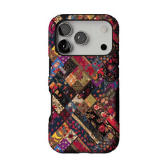Boho Vintage Patchwork Floral Phone Case, Anti-slip Shockproof Ethnic iPhone Cover