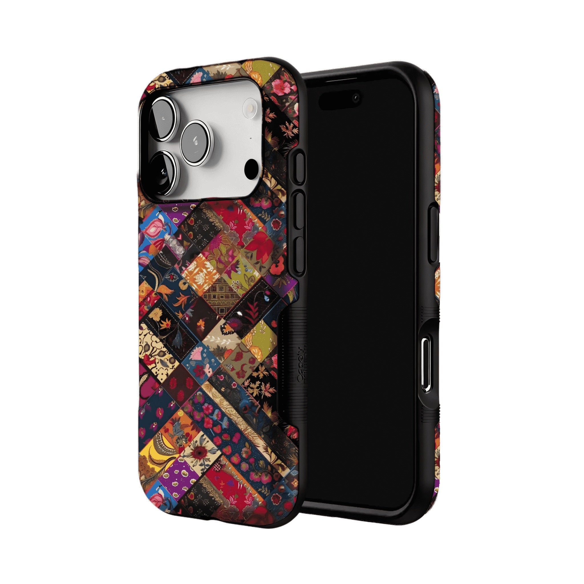 Boho Vintage Patchwork Floral Phone Case, Anti-slip Shockproof Ethnic iPhone Cover