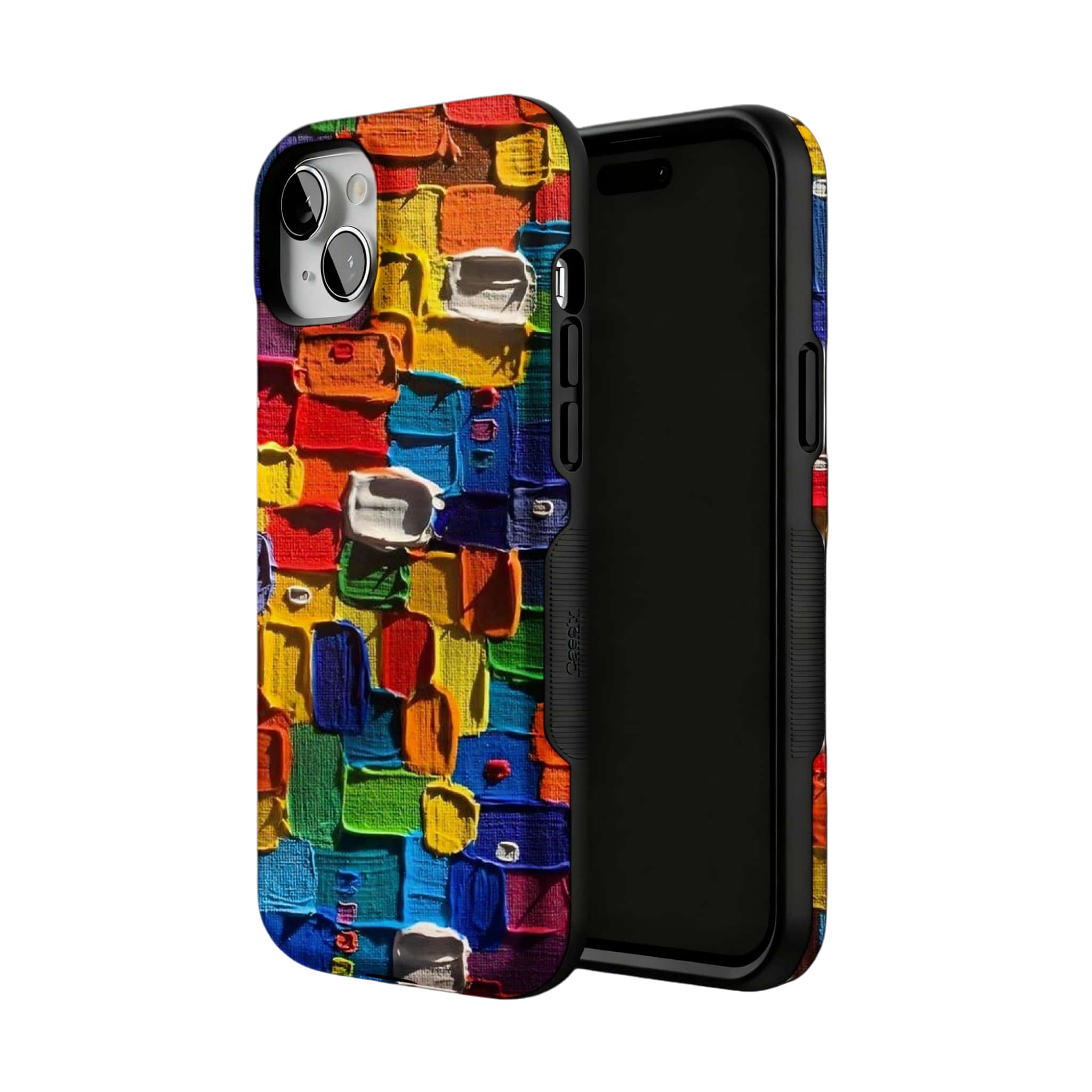 Impasto Oil Painting Phone Case | Abstract Colorful Blocks Art Cover for iPhone