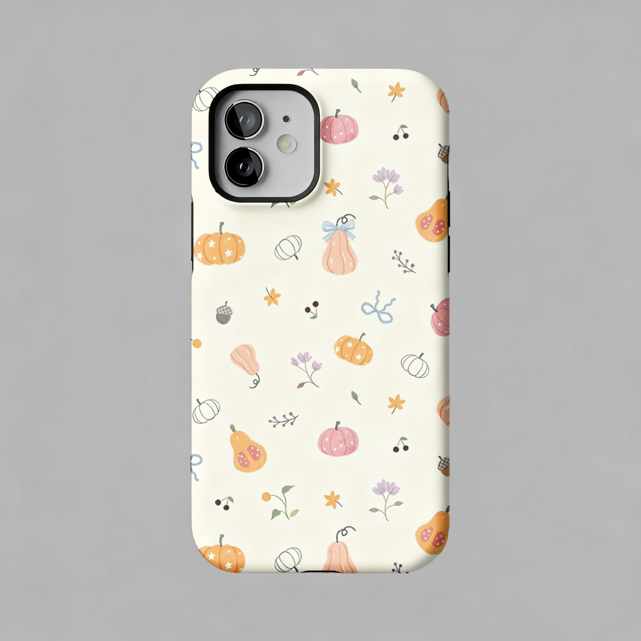 Cute Pink Orange Pumpkin Leaf Anti-Scratch Shockproof iPhone Case