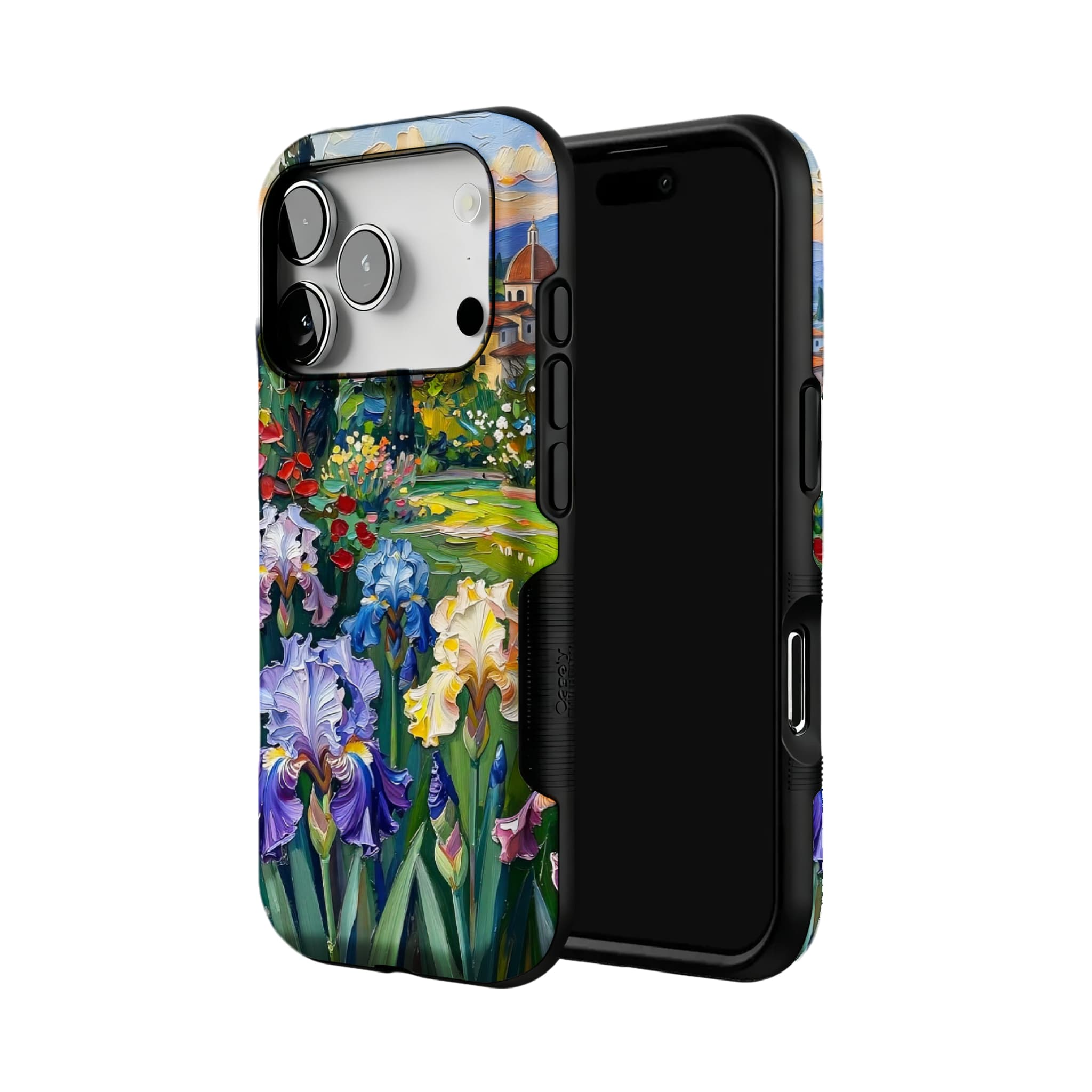 Iris Flower Garden Impasto Oil Painting Phone Case | Artistic Floral Shockproof Cover