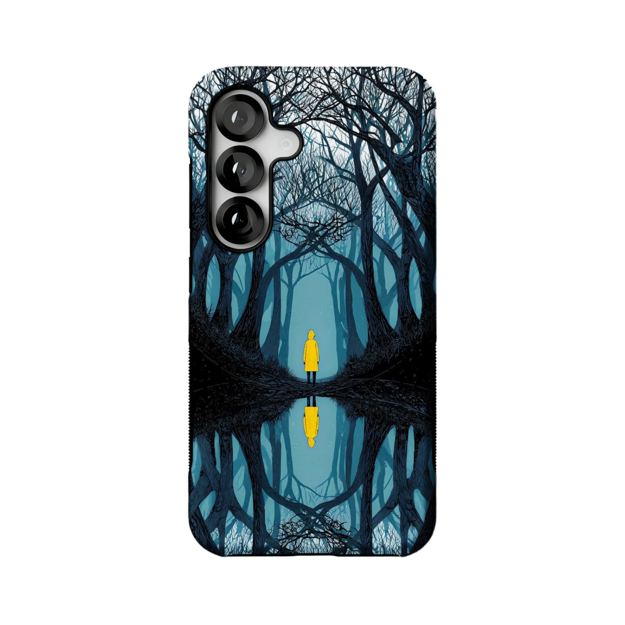 Dark Fairy Tale Forest Phone Case | Symmetric Yellow Raincoat Kid Shockproof Cover