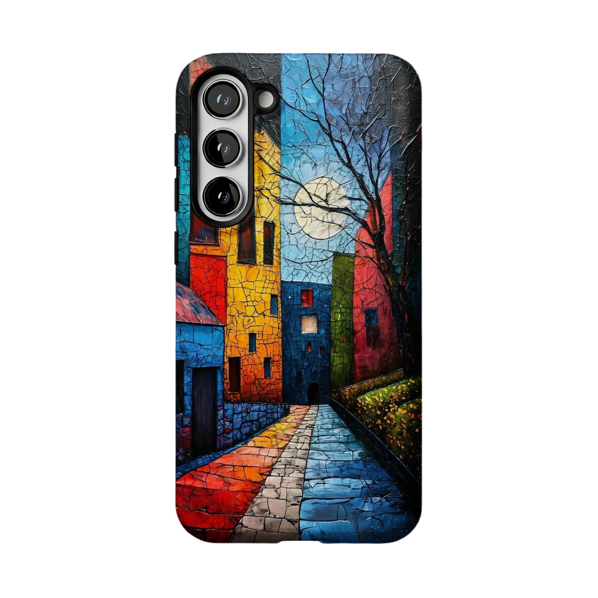 Crackle Oil Painting Town Phone Case, Art Shockproof Cover for iPhone