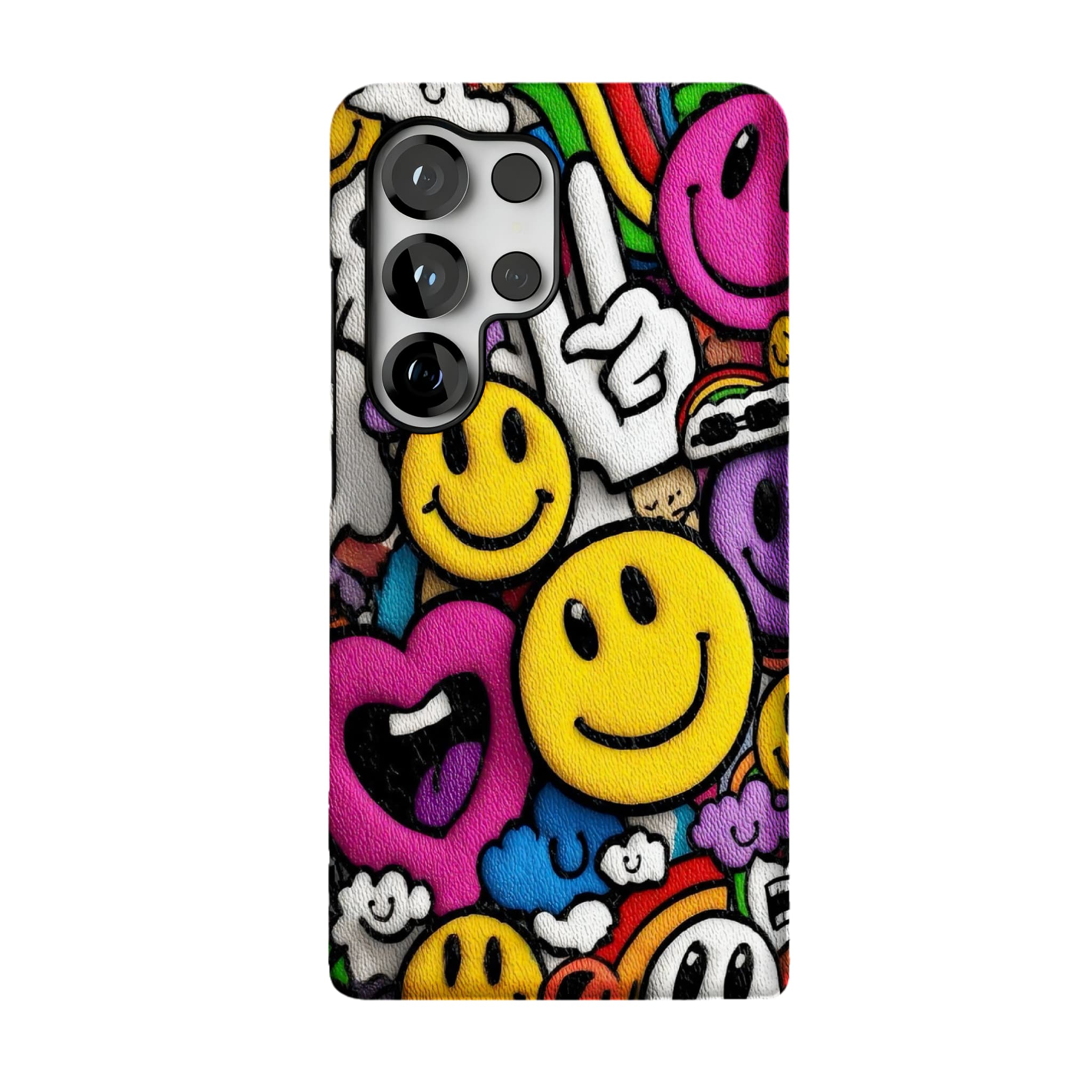Y2K Smiley Graffiti Phone Case, Dopamine Cover for iPhone