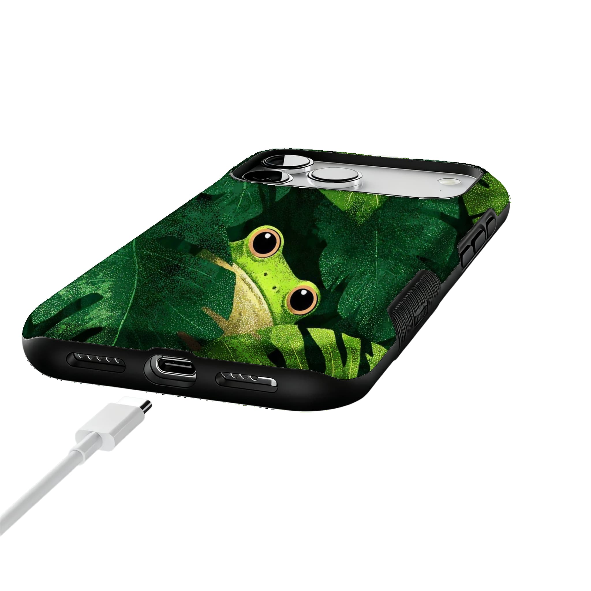 Cute Frog Monstera Tropical Phone Case | Aesthetic Jungle Shockproof Cover
