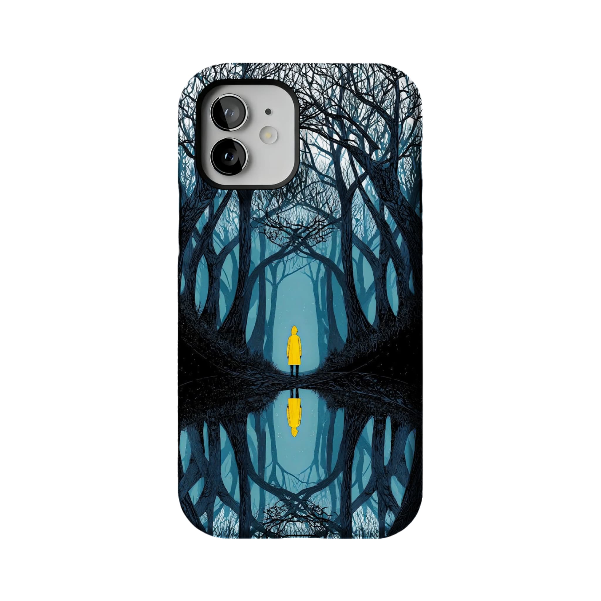 Dark Fairy Tale Forest Phone Case | Symmetric Yellow Raincoat Kid Shockproof Cover