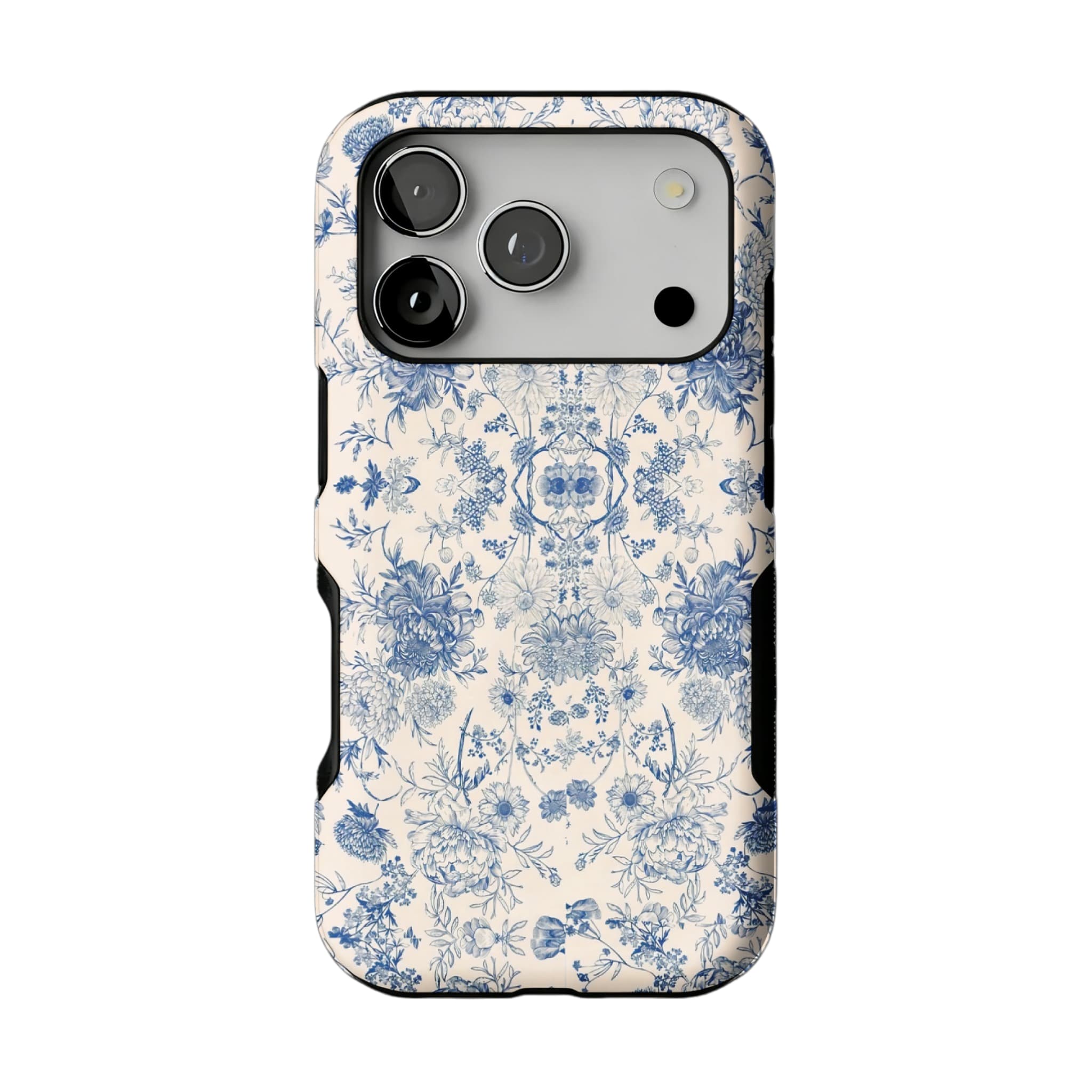 Quiet Luxury Blue Floral Phone Case, Vintage Art Cover for iPhone