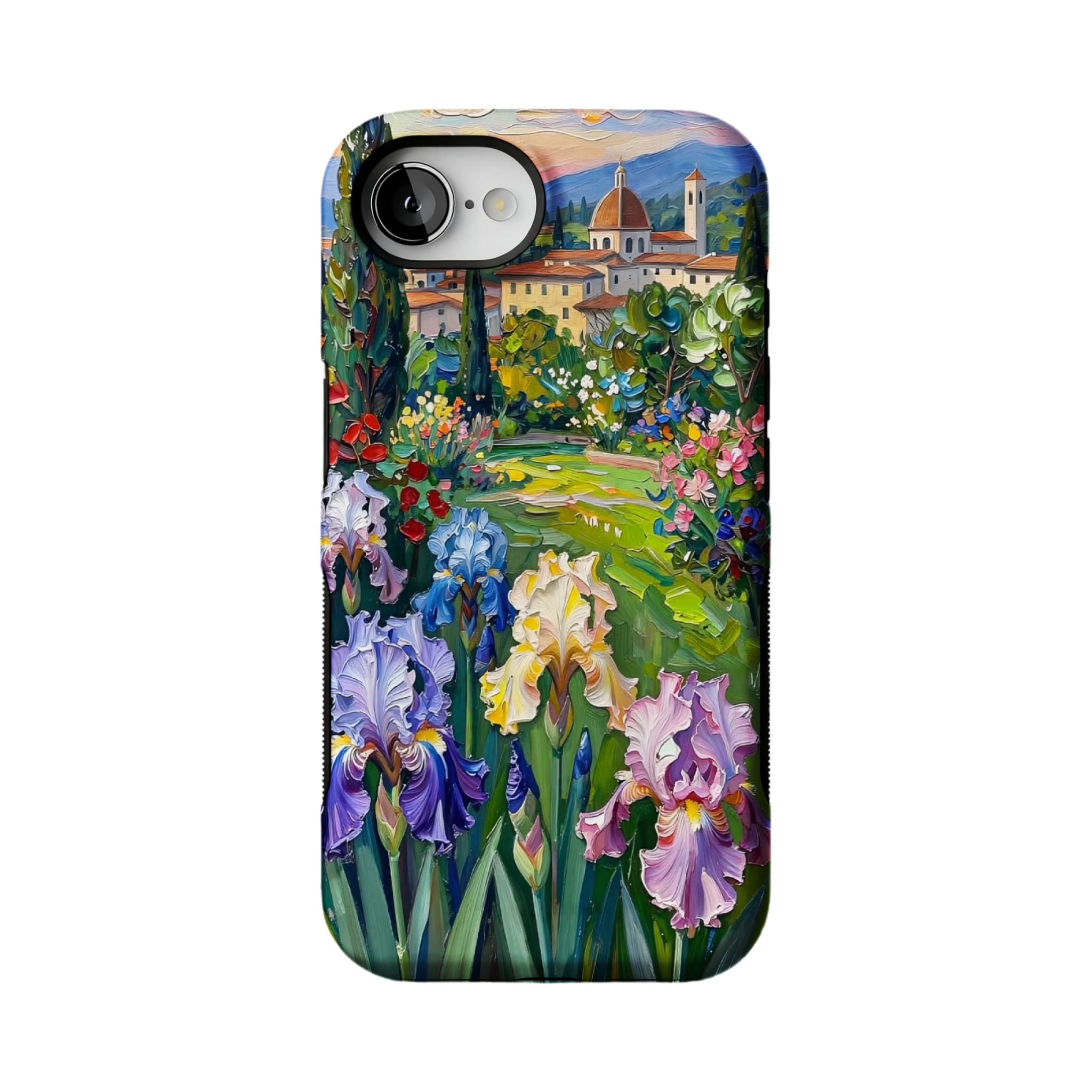 Iris Flower Garden Impasto Oil Painting Phone Case | Artistic Floral Shockproof Cover