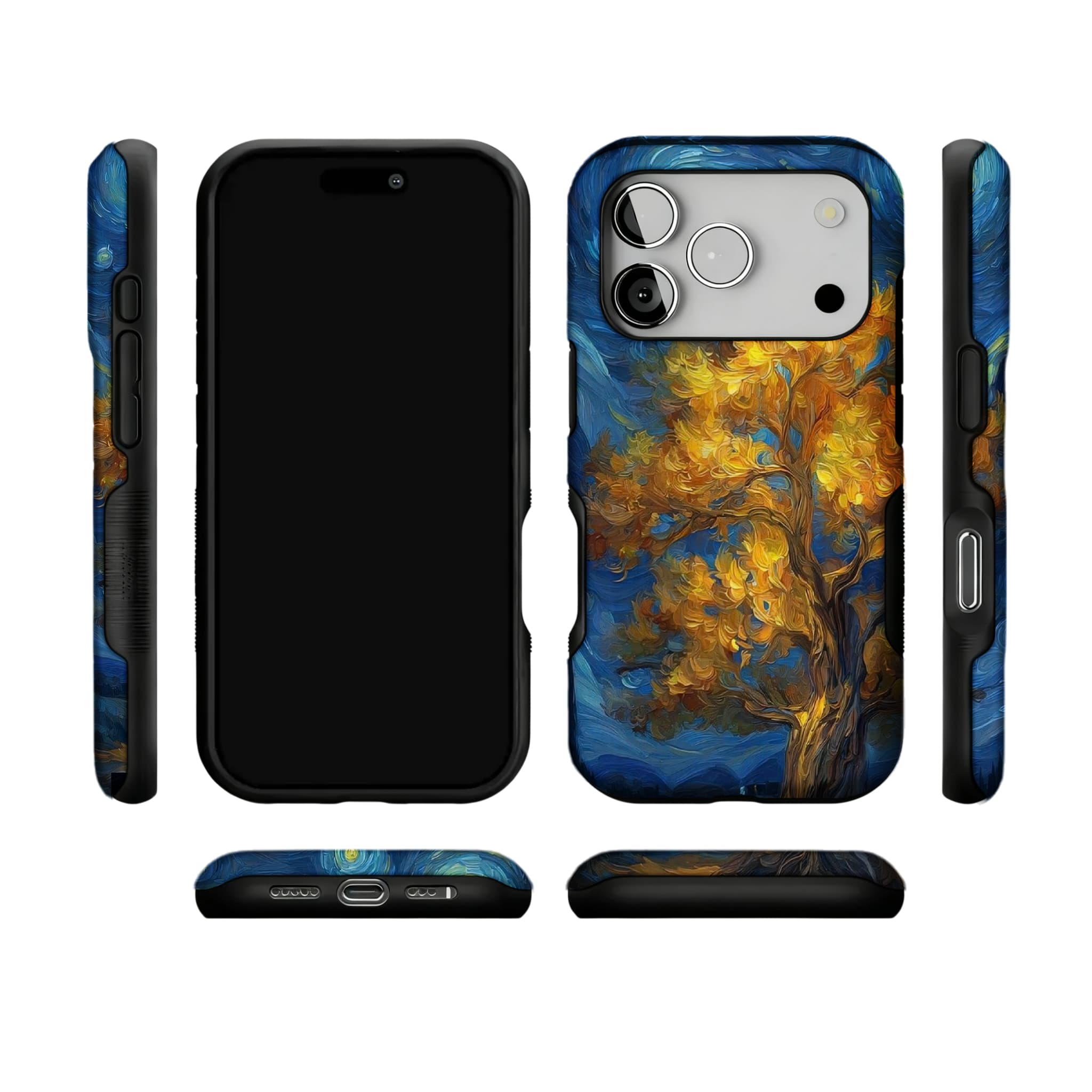 Van Gogh Swirl Starry Sky Golden Autumn Tree Oil Painting Shockproof iPhone Case