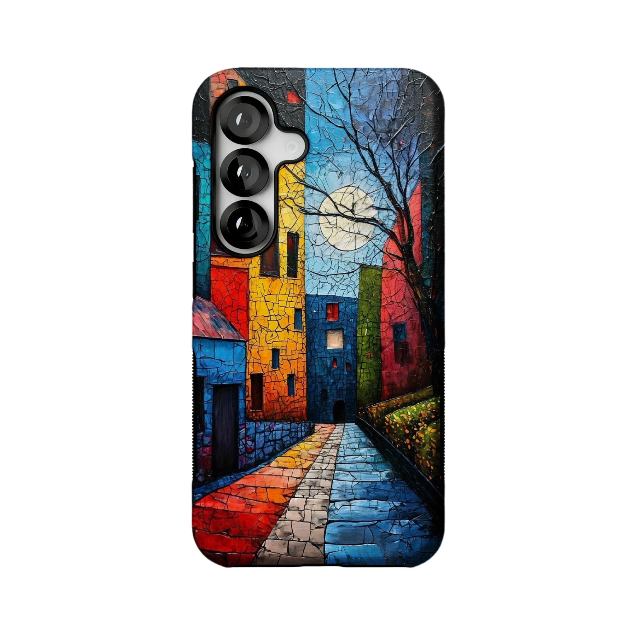Crackle Oil Painting Town Phone Case, Art Shockproof Cover for iPhone