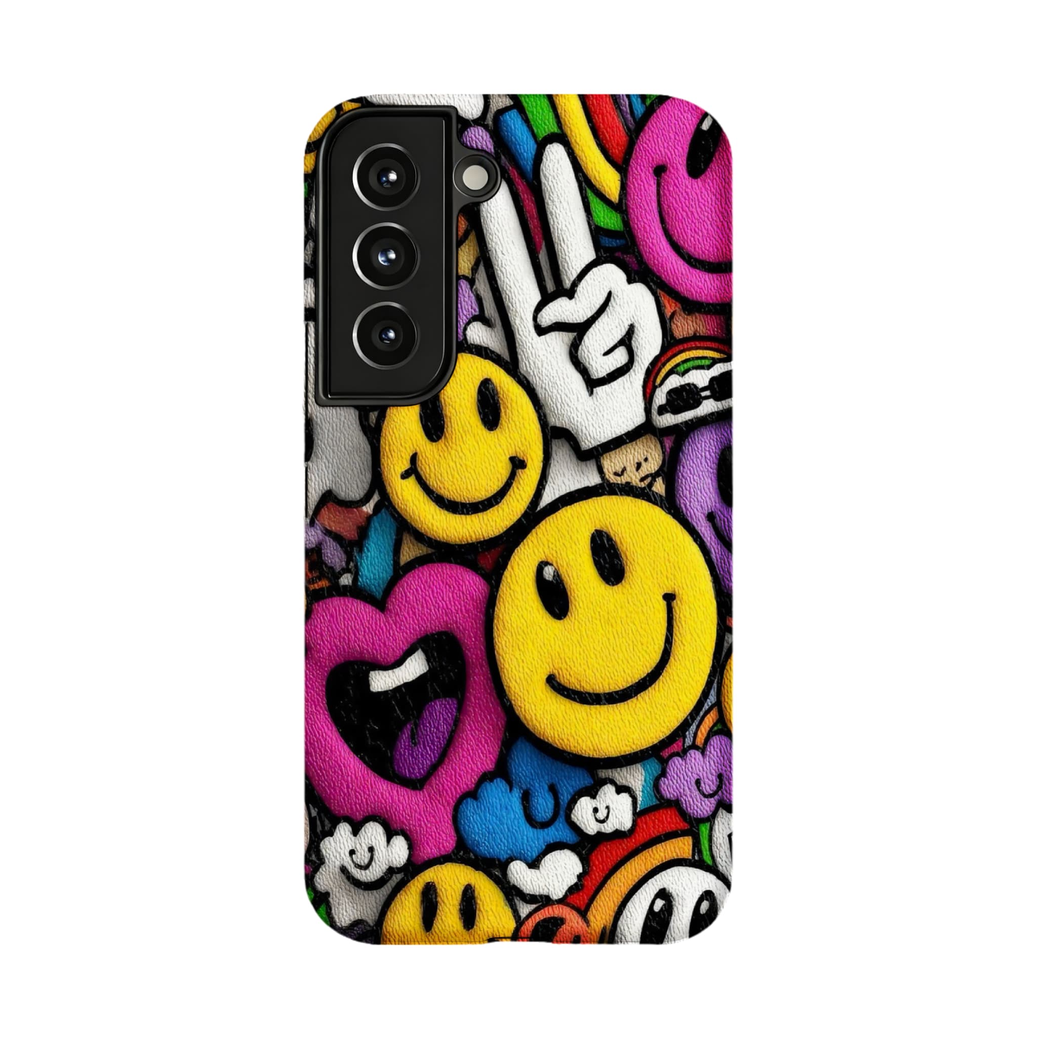 Y2K Smiley Graffiti Phone Case, Dopamine Cover for iPhone