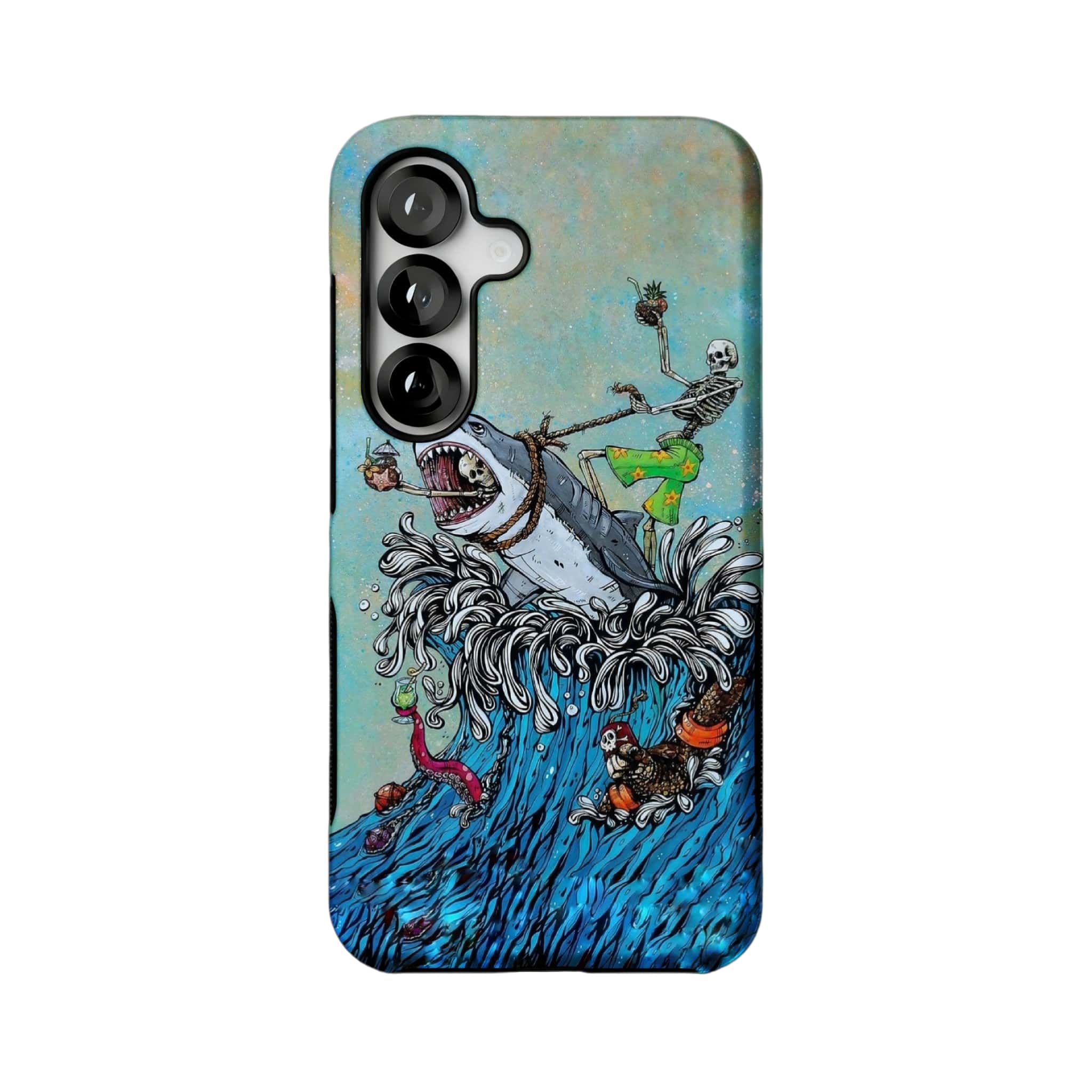 Skeleton Shark Tattoo Art Phone Case, Surf Punk Cover for iPhone