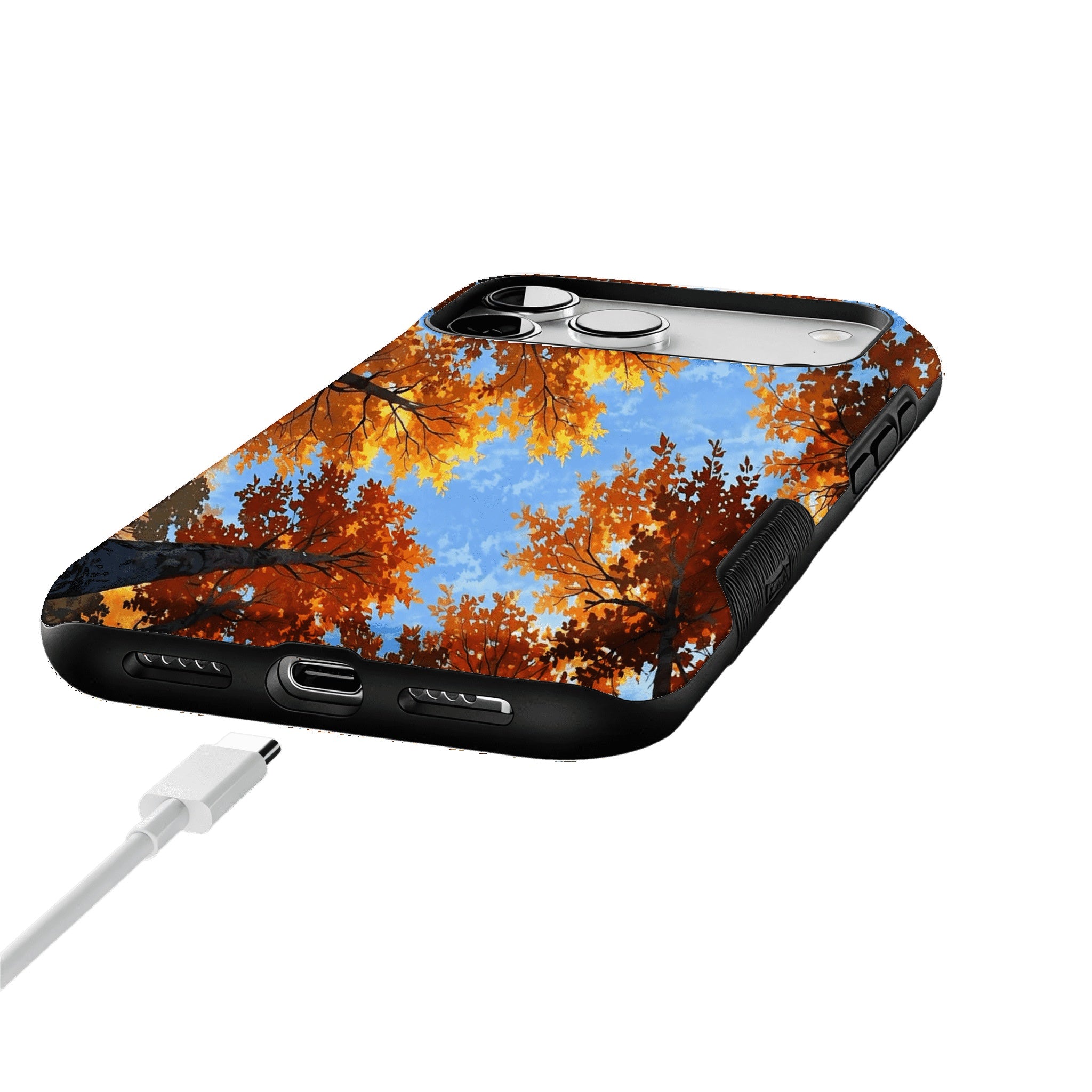 Autumn Forest Phone Case | Orange Leaves & Blue Sky Nature Cover