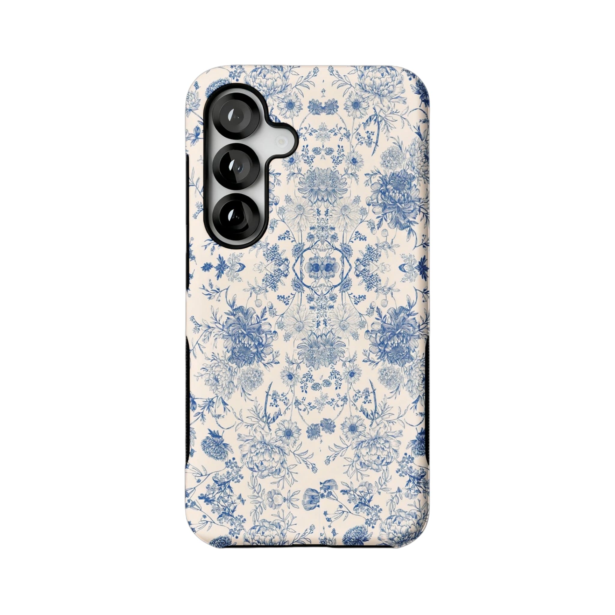 Quiet Luxury Blue Floral Phone Case, Vintage Art Cover for iPhone