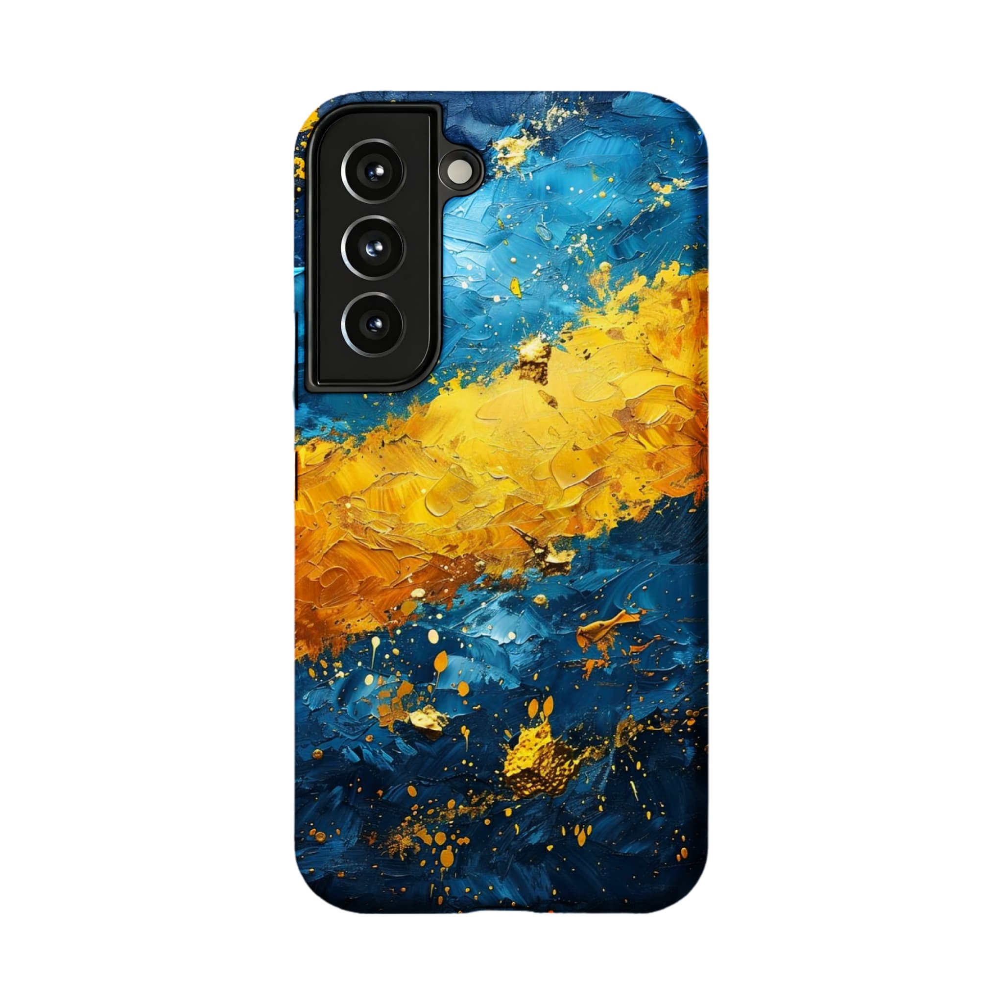Blue Gold Impasto Oil Painting Phone Case, Abstract Cover for iPhone