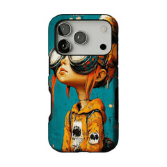 Vintage Impasto Steampunk Pilot Girl Oil Art iPhone Protective Cover