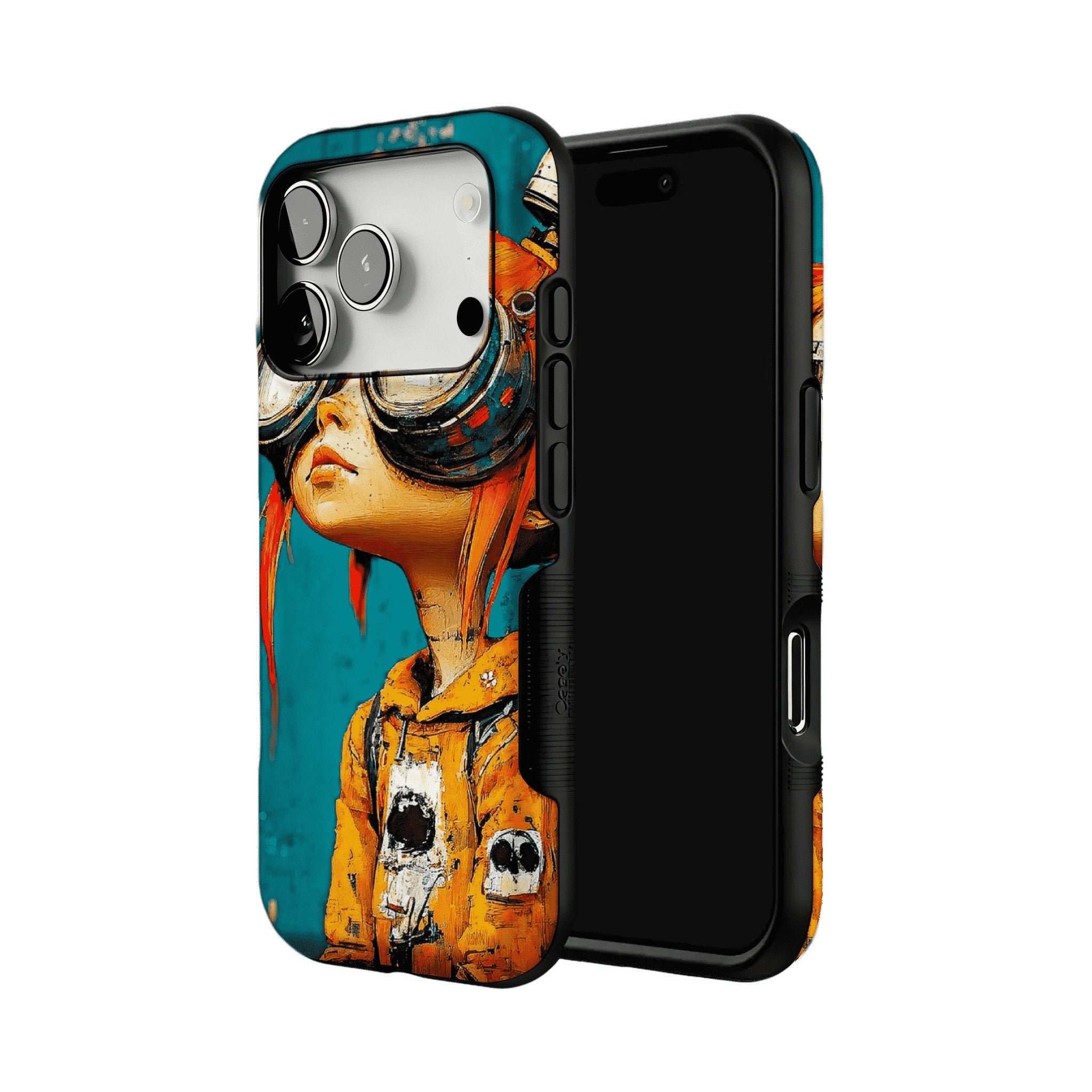Vintage Impasto Steampunk Pilot Girl Oil Art iPhone Protective Cover