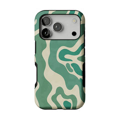 Green Fluid Minimalist Phone Case | Organic Wavy Cover for Everyday Calm