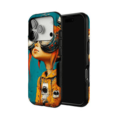 Vintage Impasto Steampunk Pilot Girl Oil Art iPhone Protective Cover