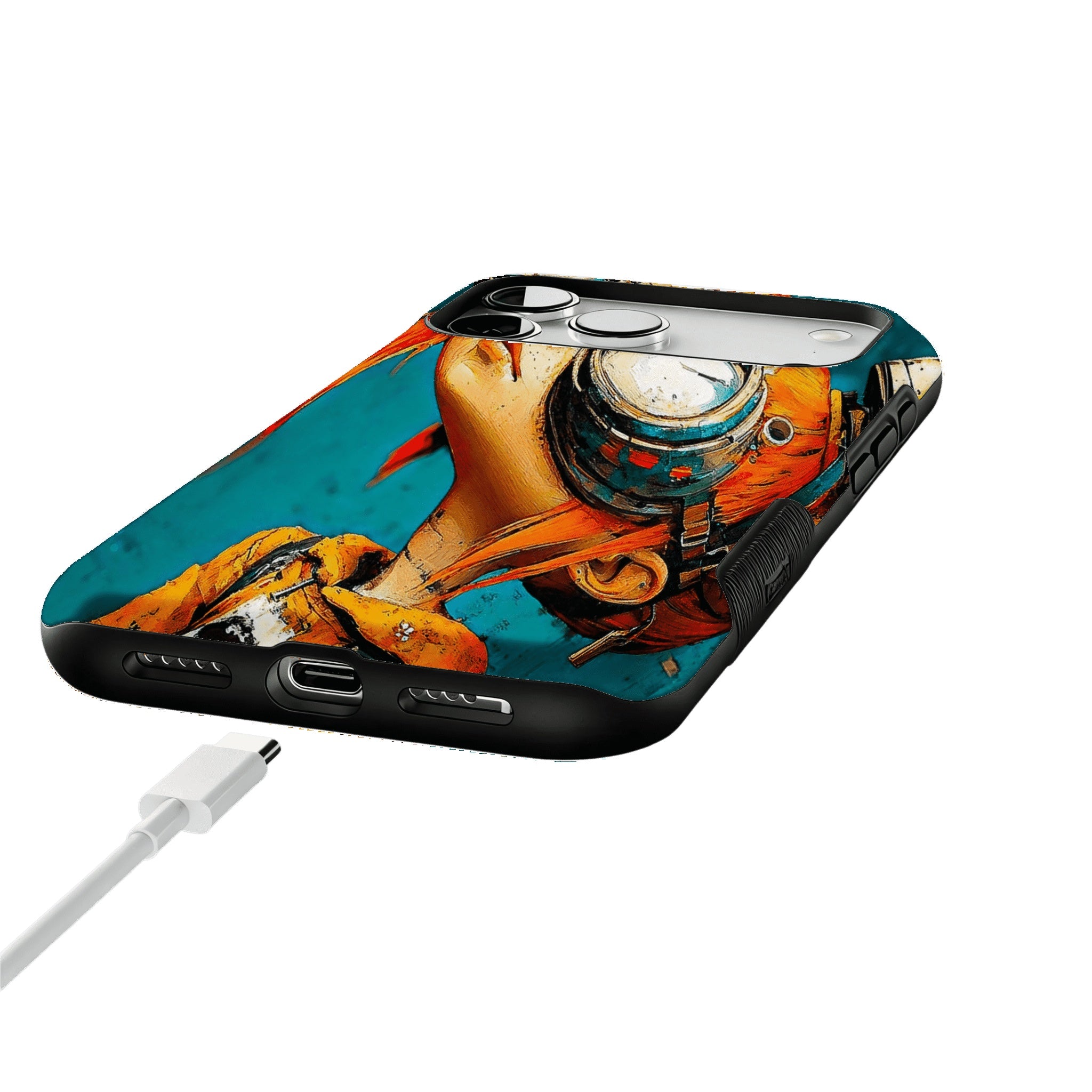 Vintage Impasto Steampunk Pilot Girl Oil Art iPhone Protective Cover